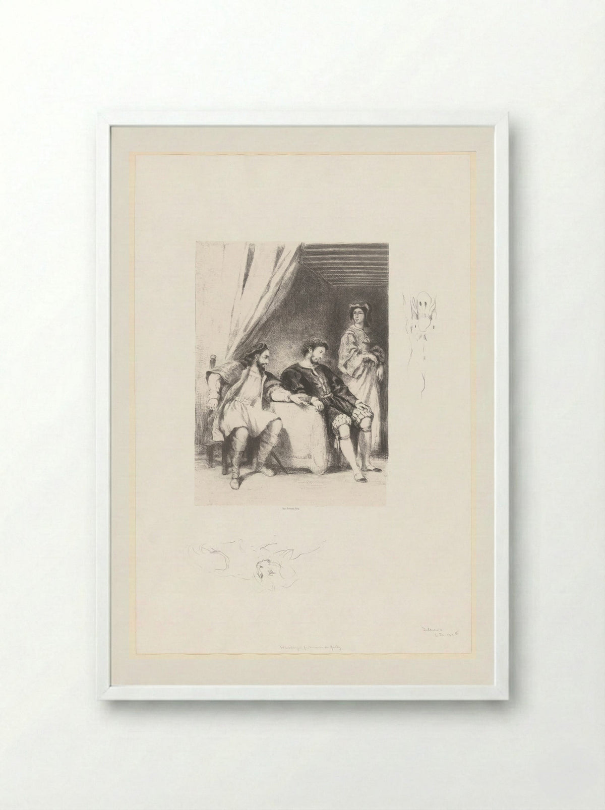 Weislingen Held Prisoner by Götz - Eugène Delacroix - Framed Print White