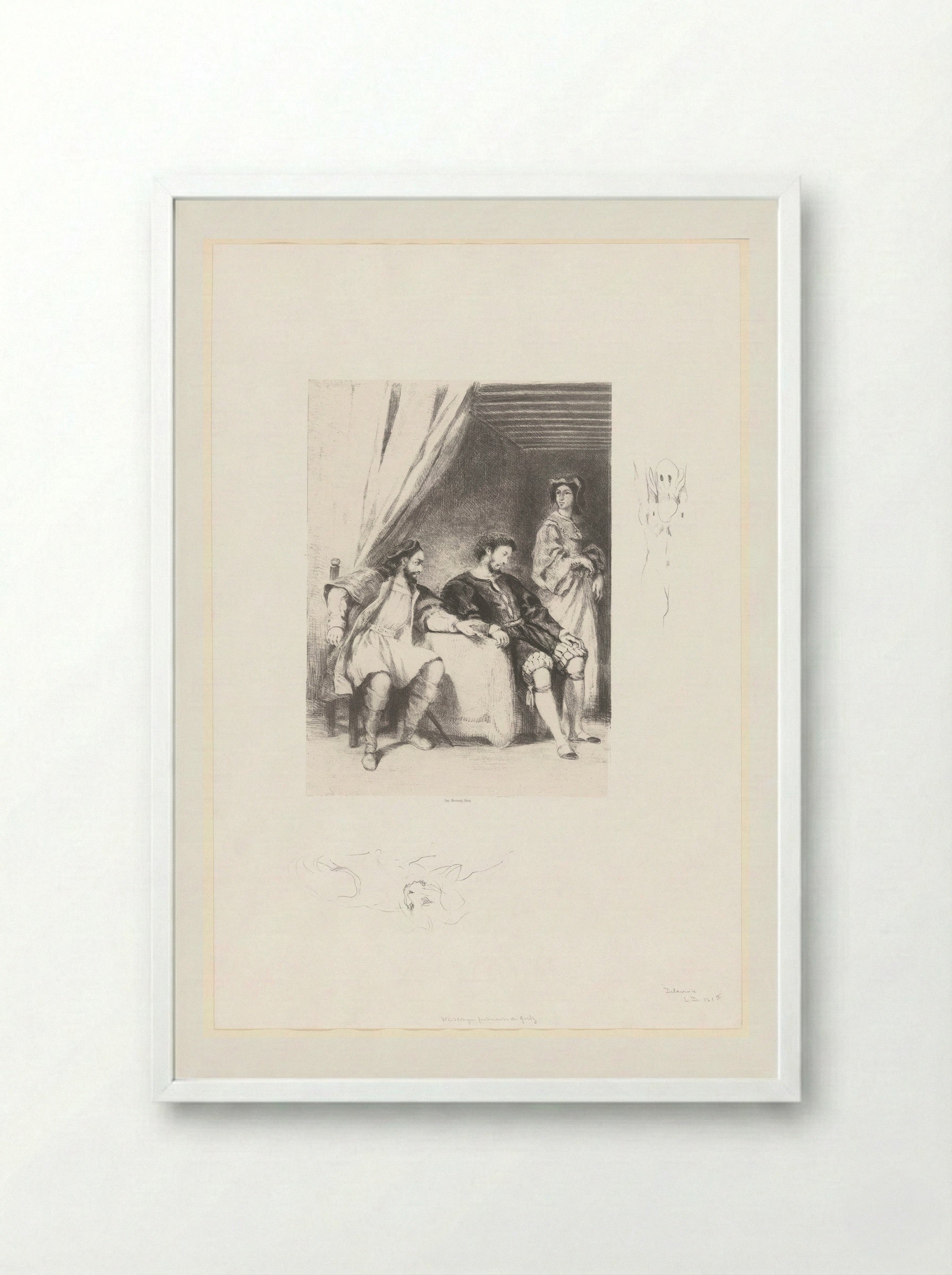 Weislingen Held Prisoner by Götz - Eugène Delacroix - Framed Print White