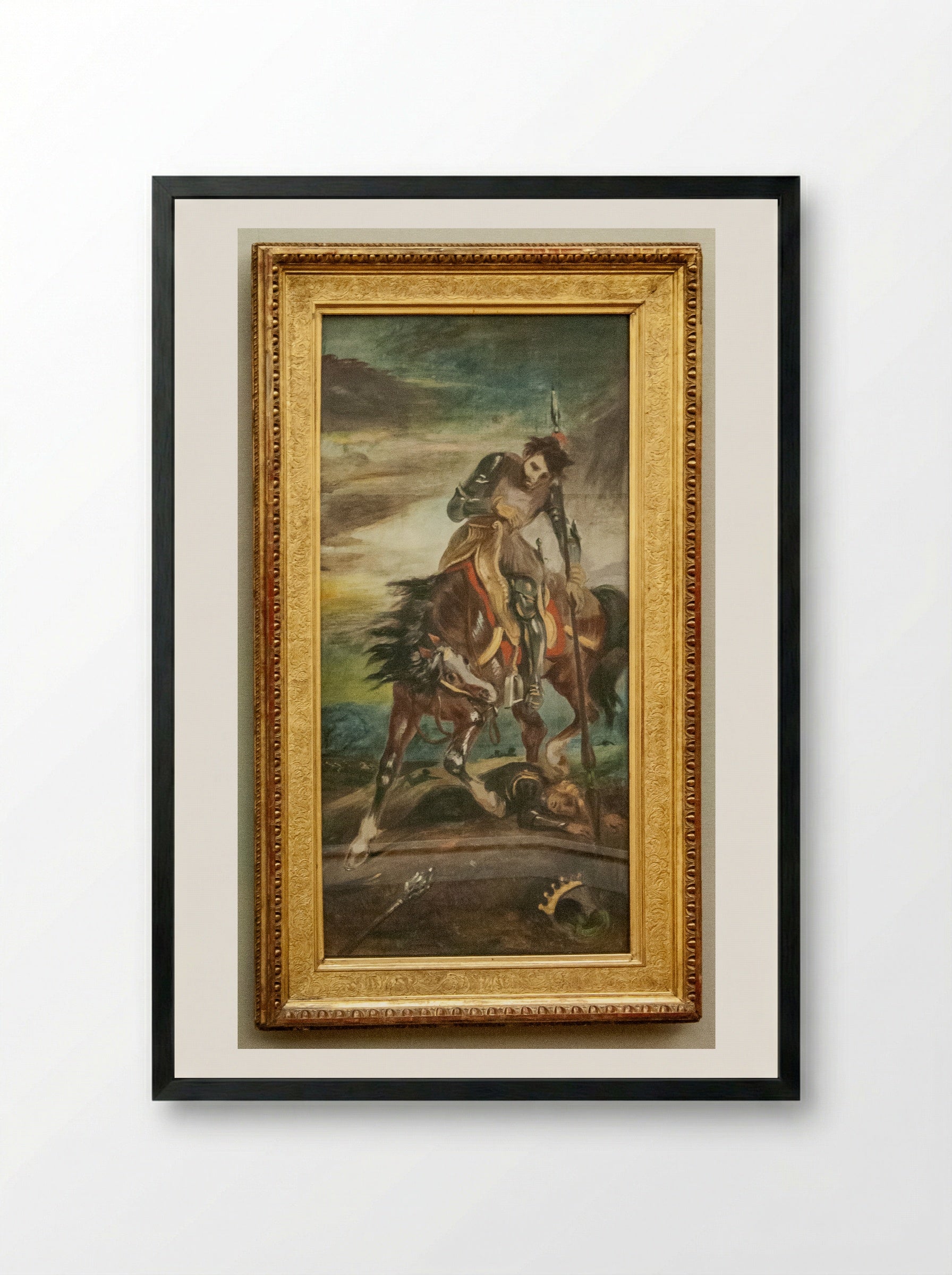 King Rodrigo - Eugène Delacroix - Framed Print Black