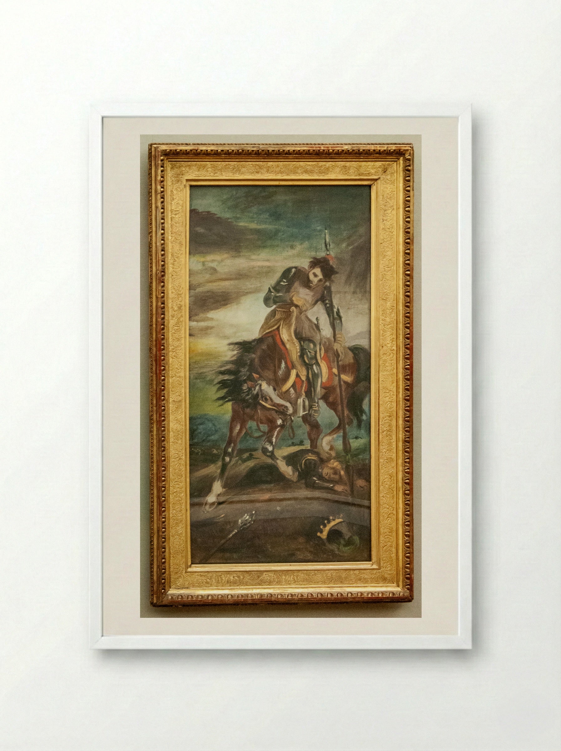 King Rodrigo - Eugène Delacroix - Framed Print White