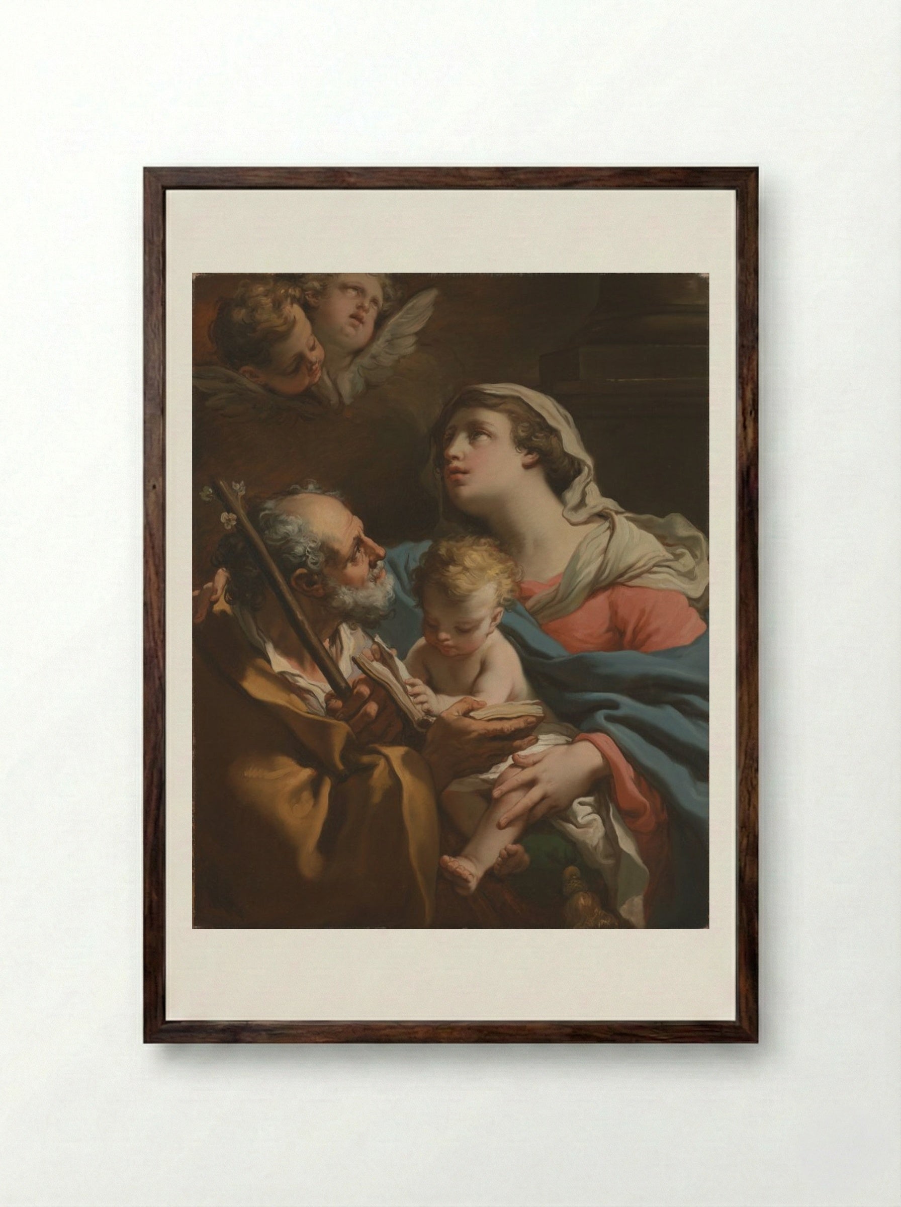 The Holy Family - Gaetano Gandolfi - Framed Print Dark Wood