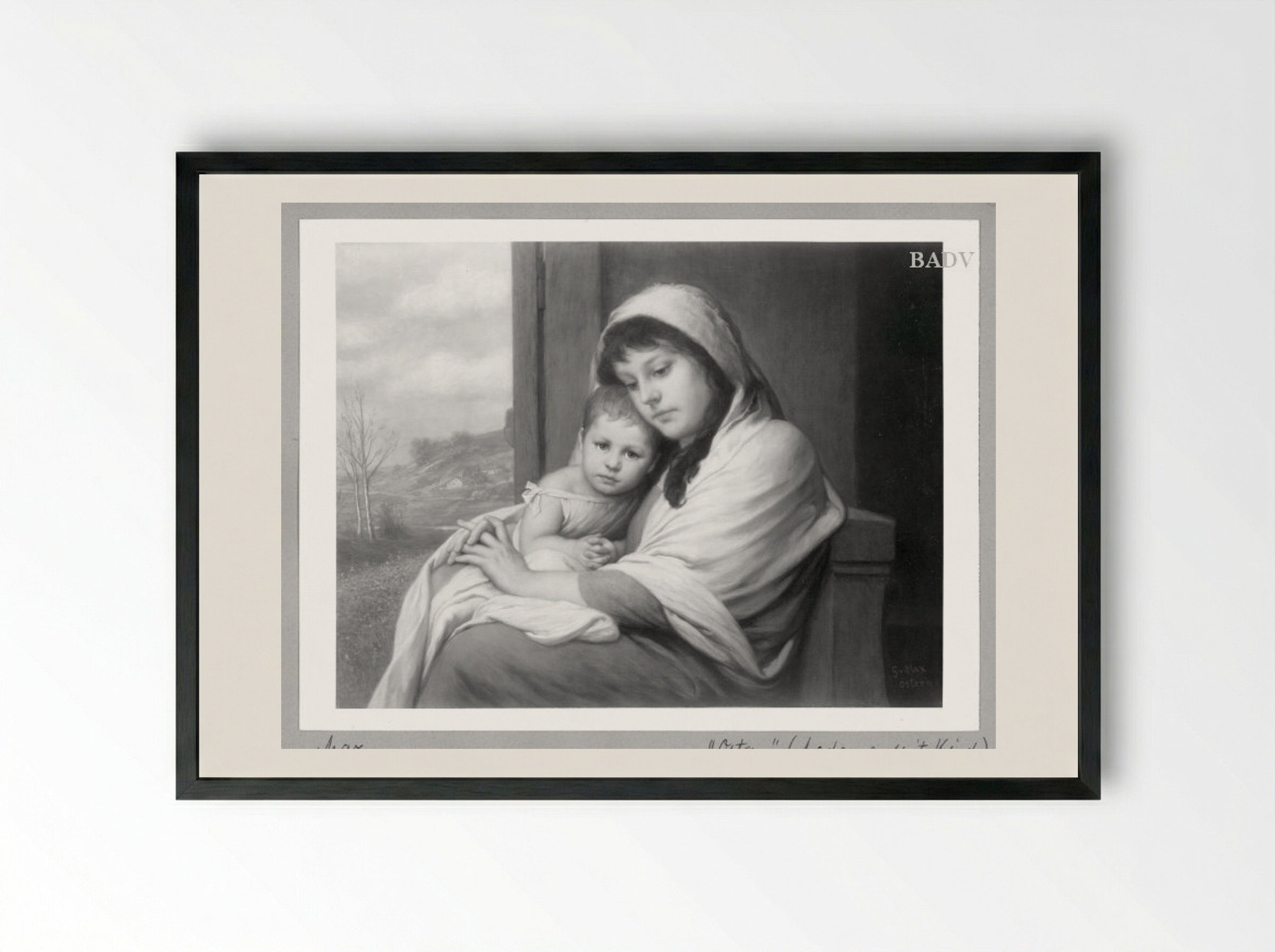 Mutter mit Kind - Gabriel von Max - Framed Print Black