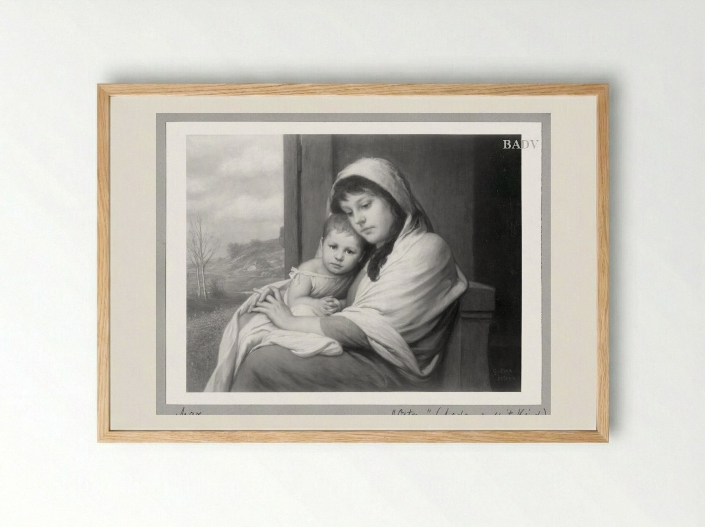 Mutter mit Kind - Gabriel von Max - Framed Print Wood