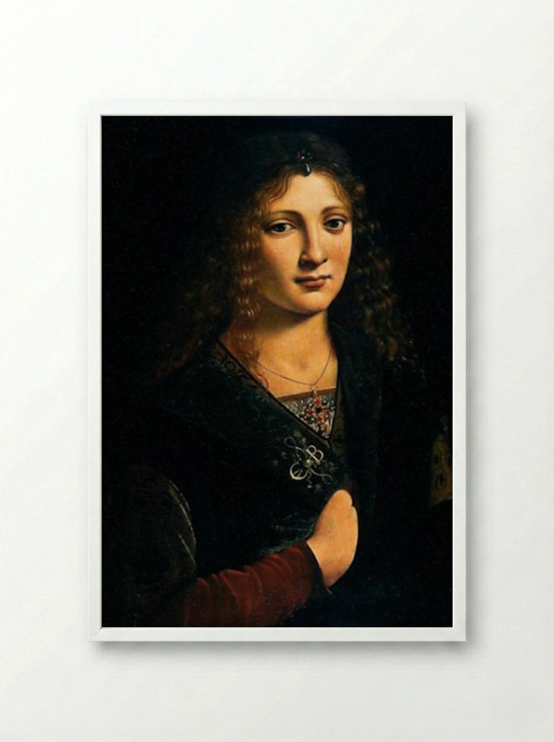 Portrait of a Youth - Giovanni Antonio Boltraffio - Framed Print White