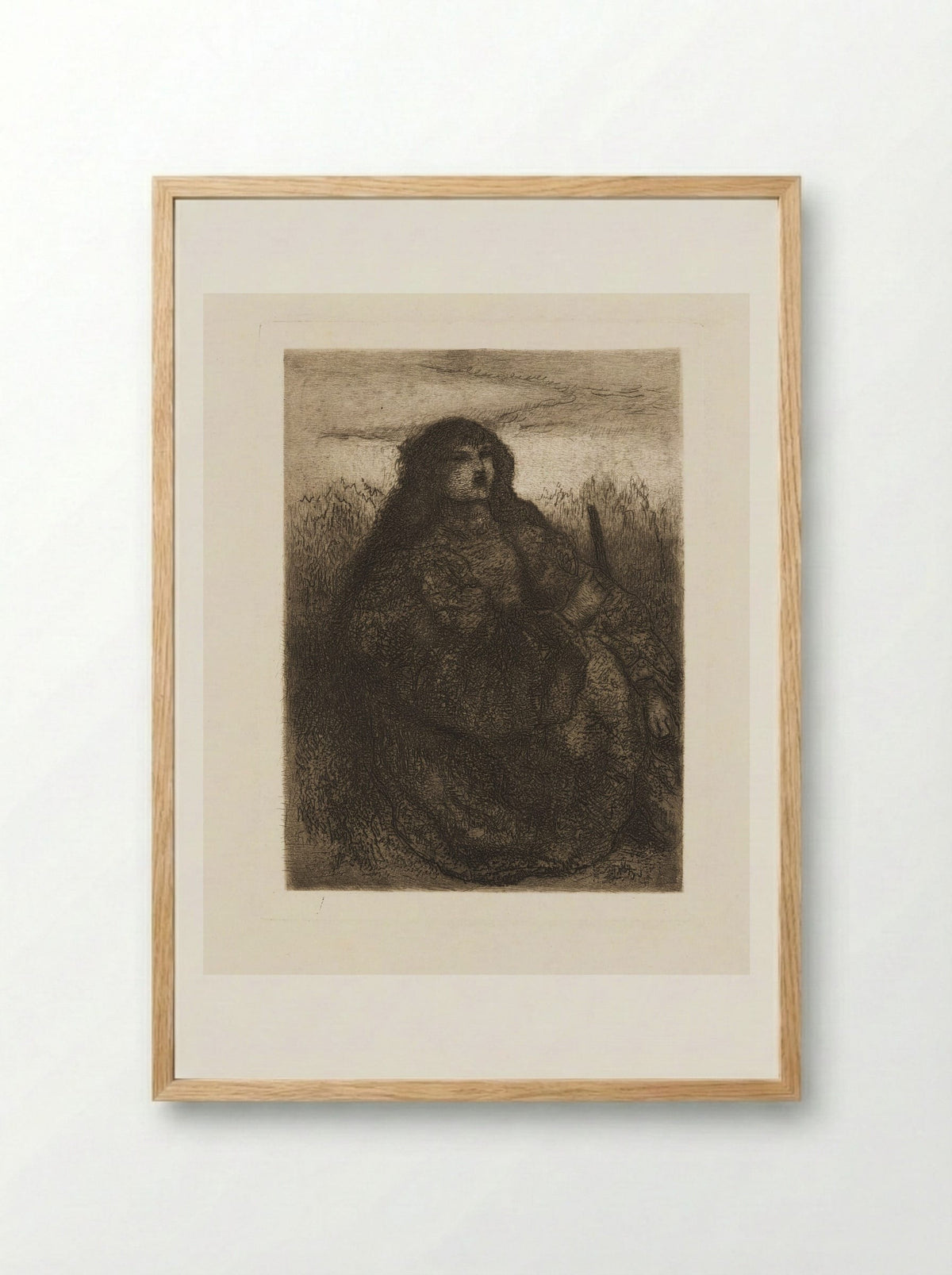 Girl with Distaff - Matthijs Maris - Framed Print Wood