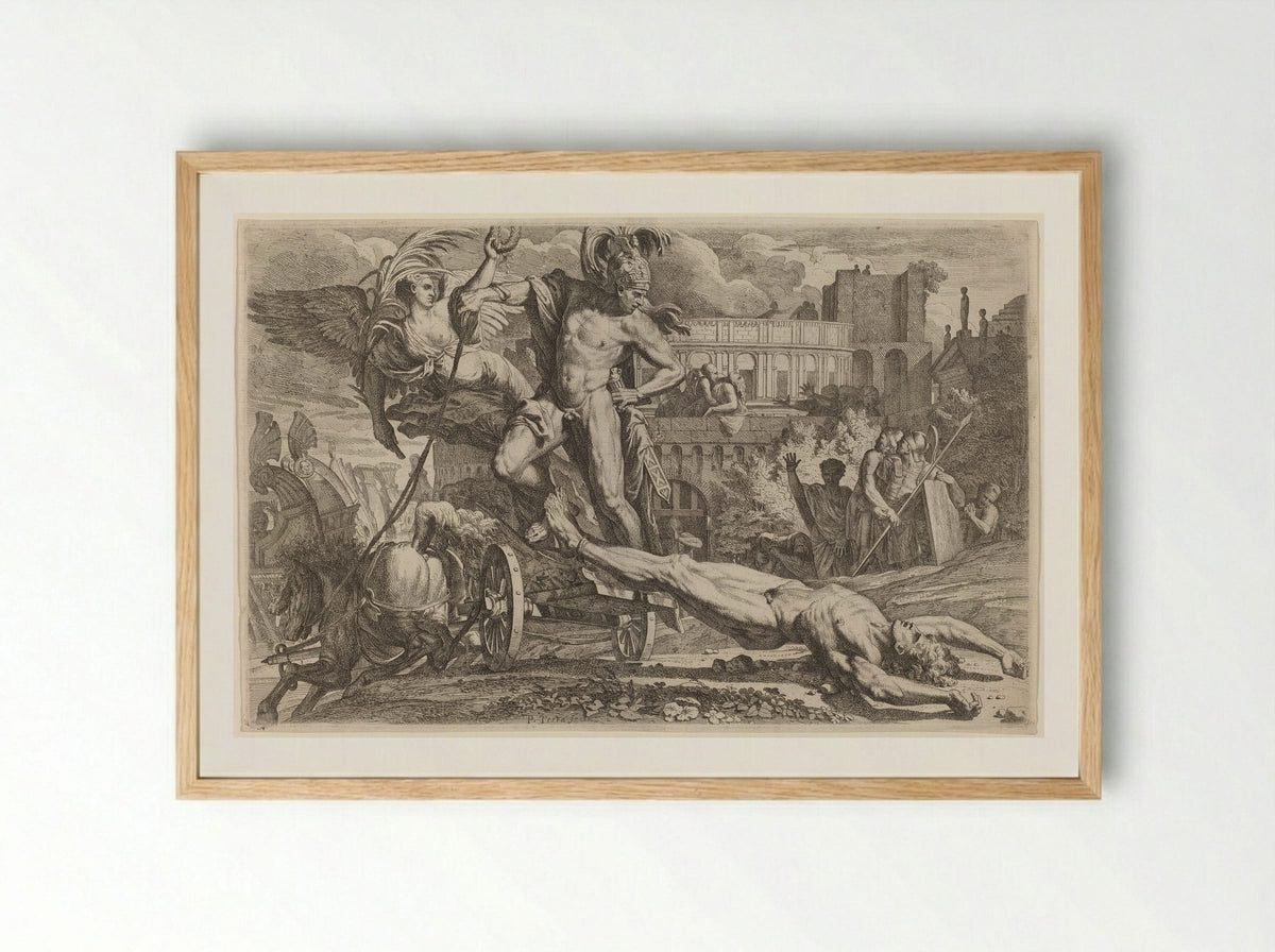 Achilles Dragging the Body of Hector - Pietro Testa - Framed Print Wood
