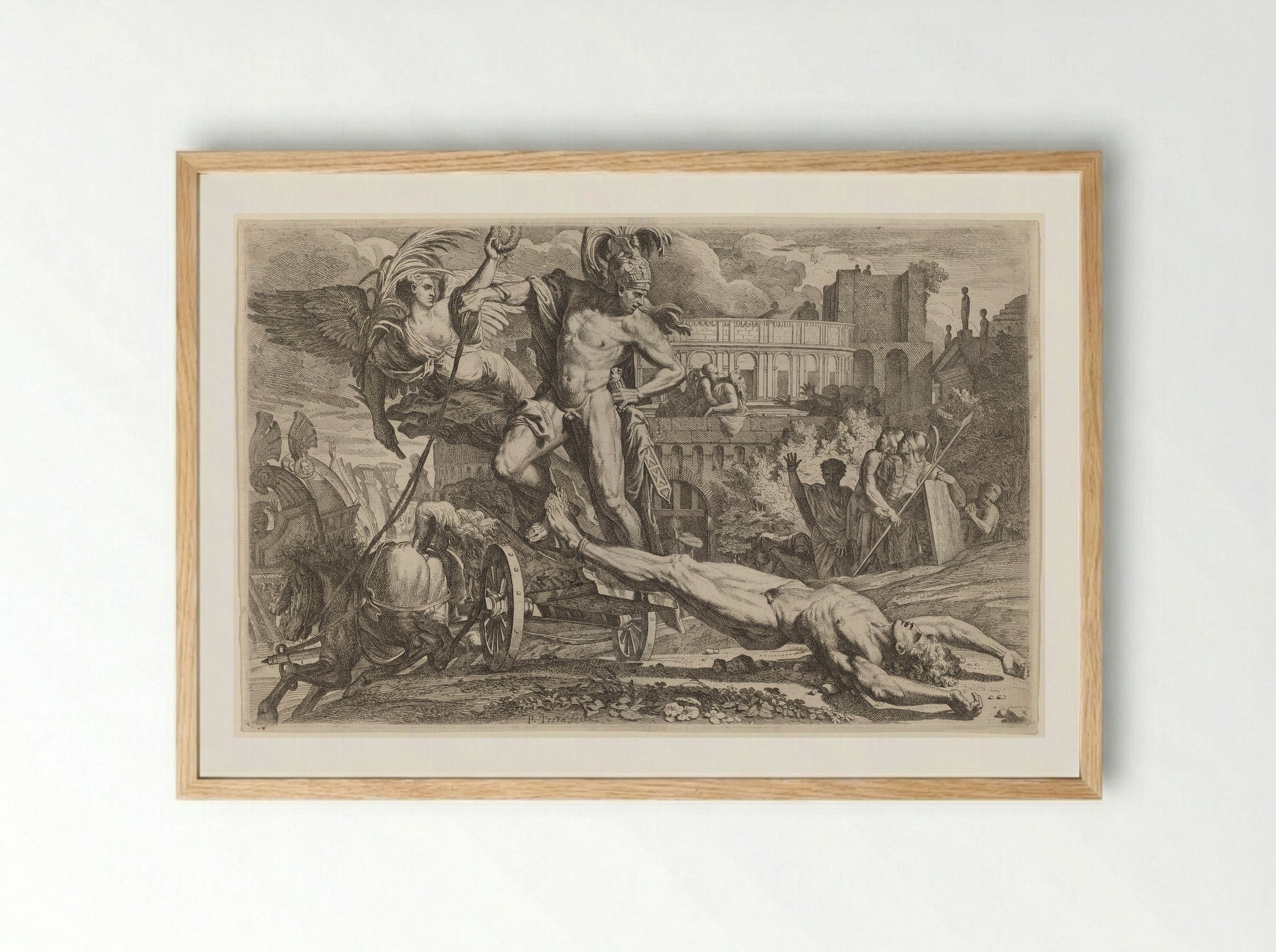 Achilles Dragging the Body of Hector - Pietro Testa - Framed Print Wood