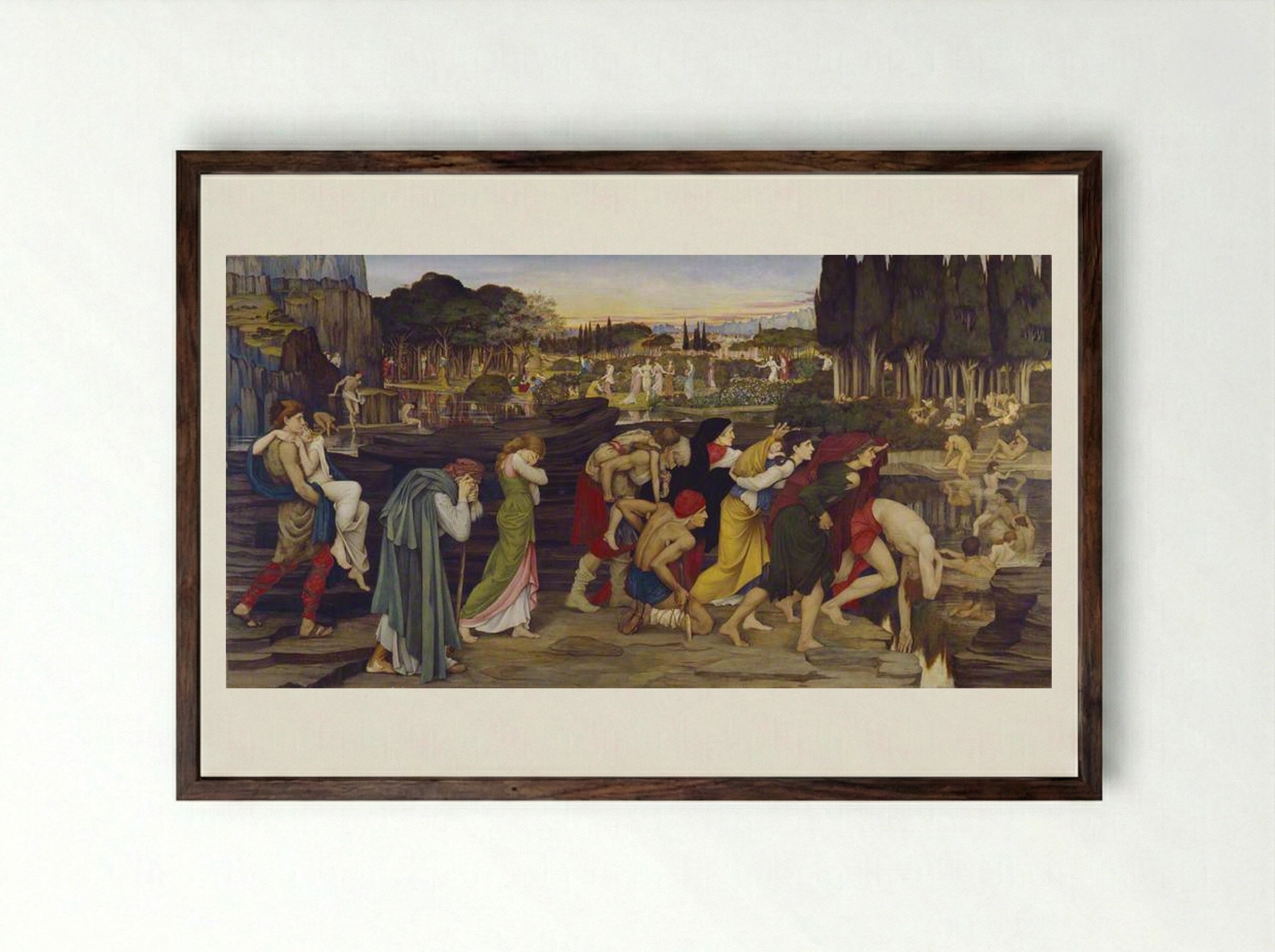 The Waters of Lethe by the Plains of Elysium - John Roddam Spencer Stanhope - Framed Print Dark Wood