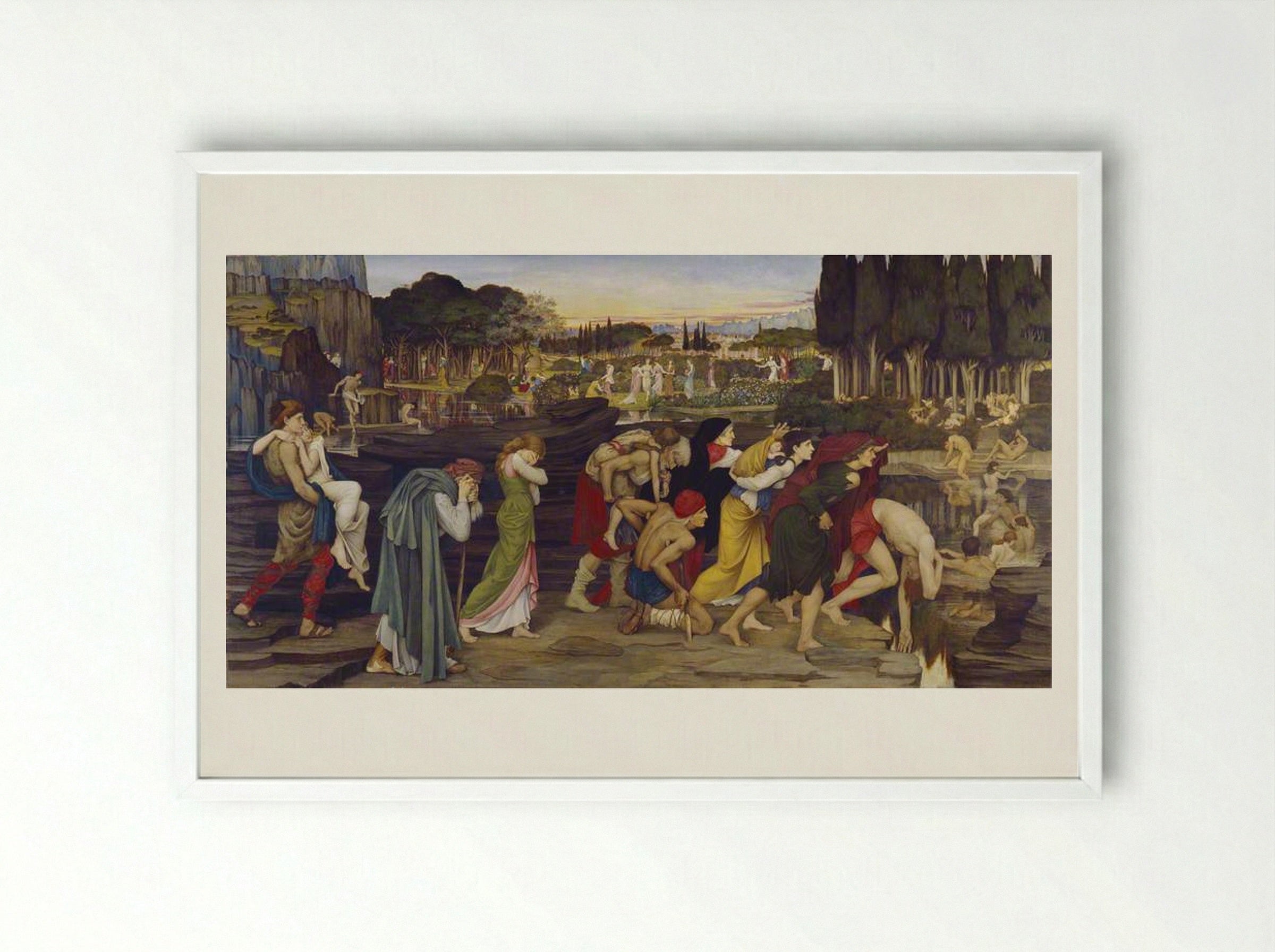 The Waters of Lethe by the Plains of Elysium - John Roddam Spencer Stanhope - Framed Print White