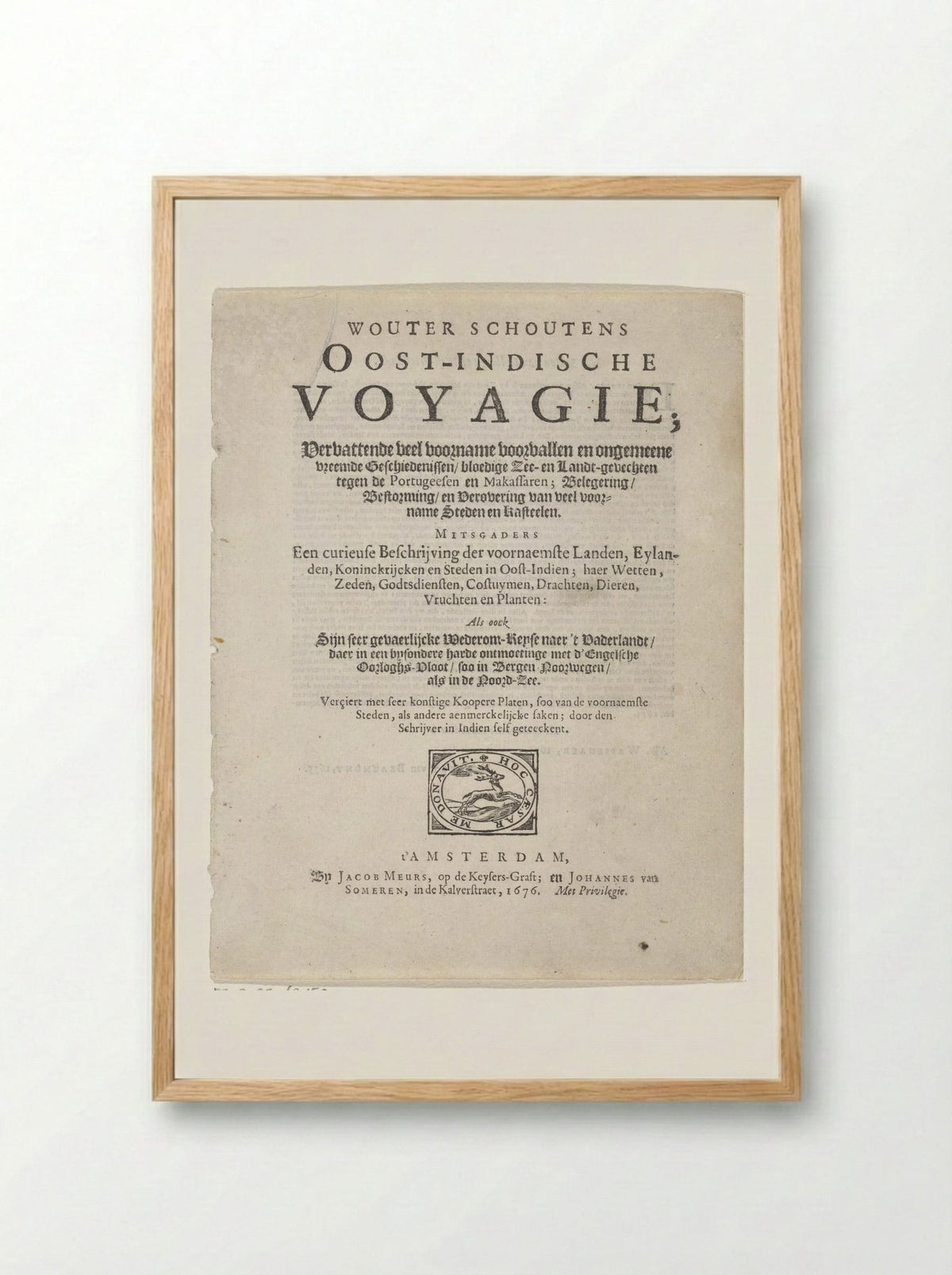 Title Page of Oost-Indische Voyagie - Wouter Schouten - Framed Print Wood