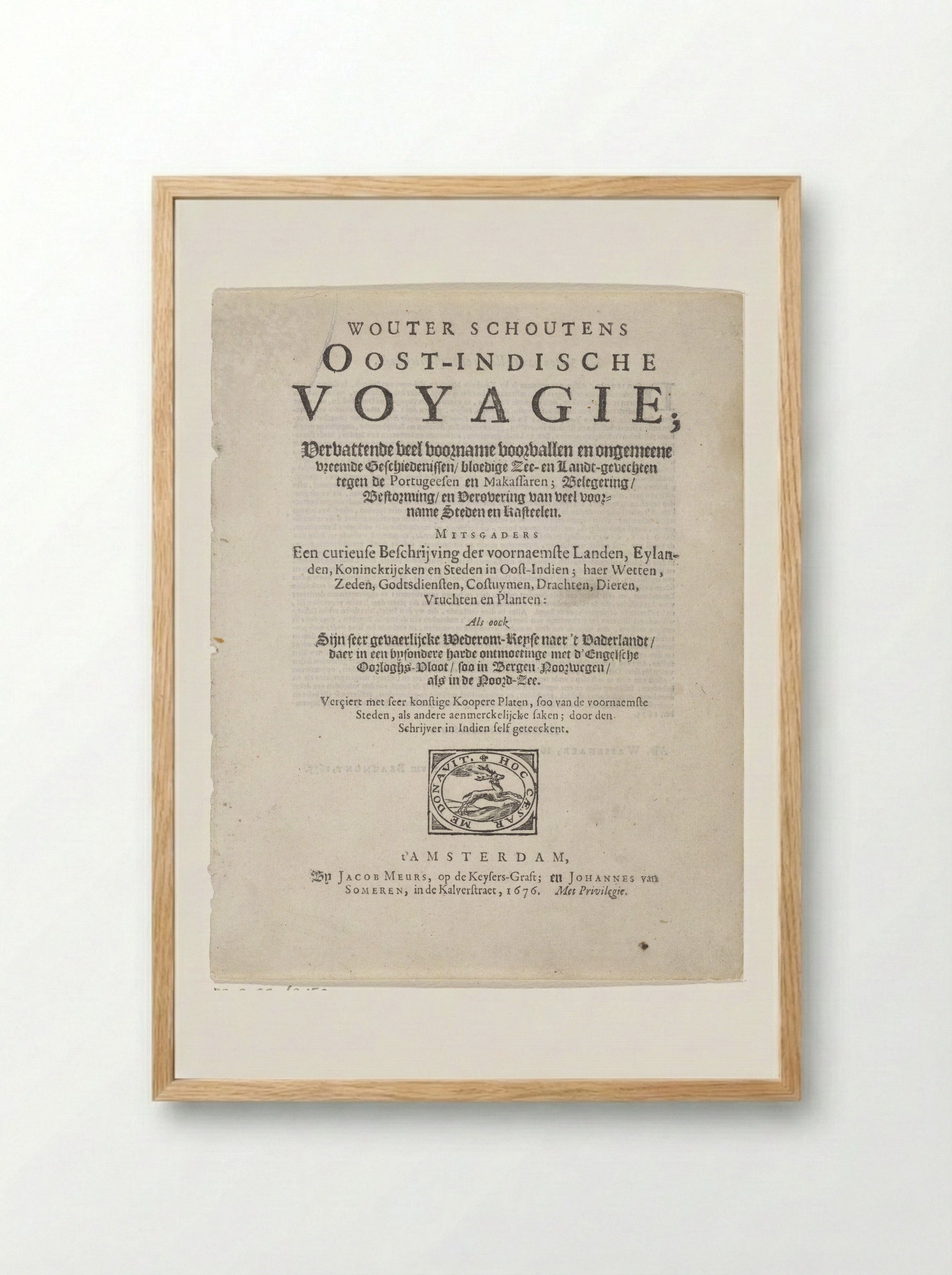 Title Page of Oost-Indische Voyagie - Wouter Schouten - Framed Print Wood