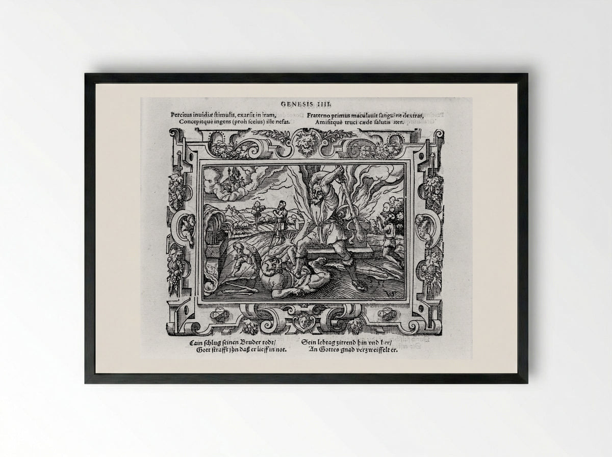 Cain Slaying Abel - Virgil Solis - Framed Print Black