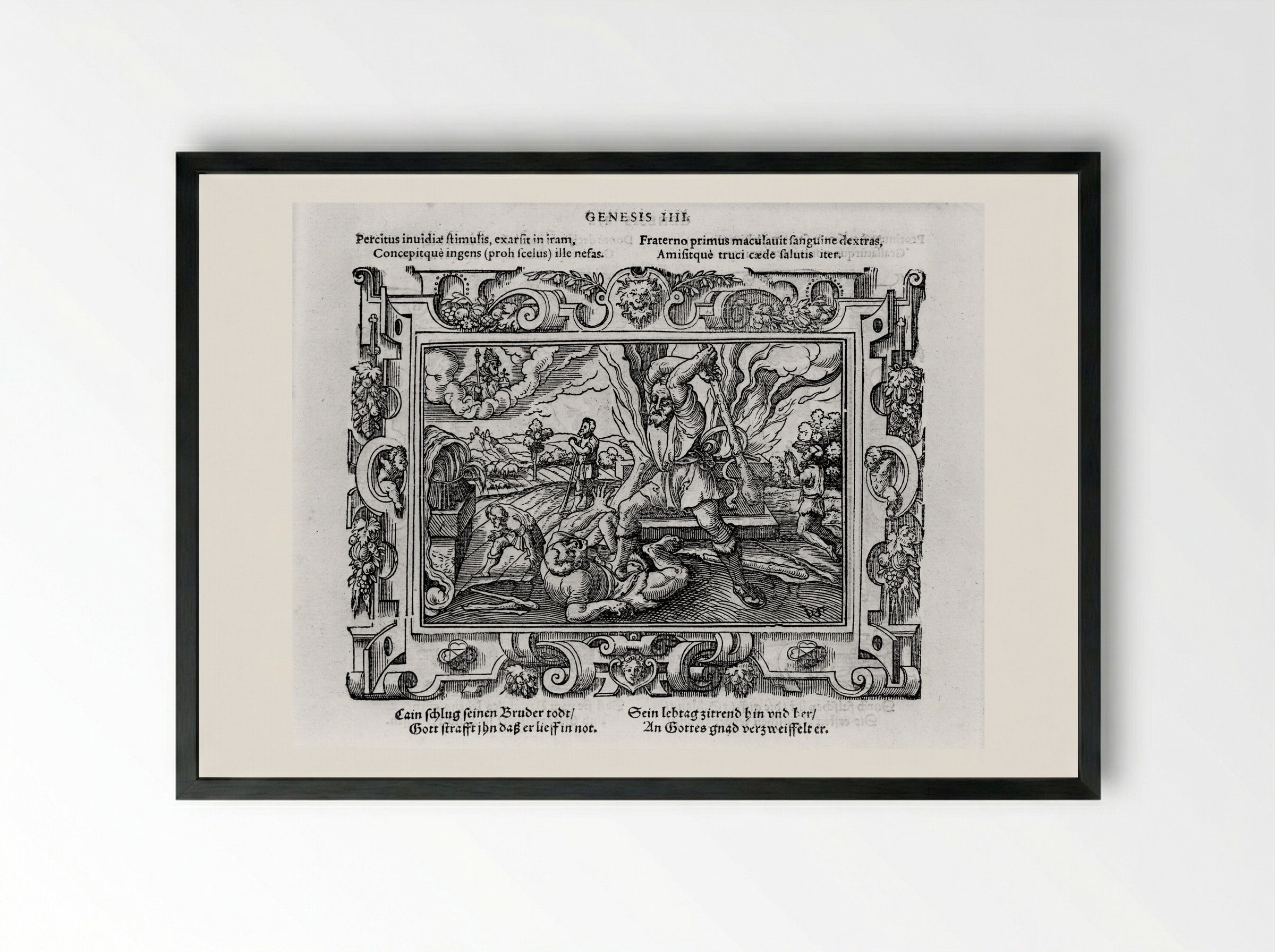 Cain Slaying Abel - Virgil Solis - Framed Print Black