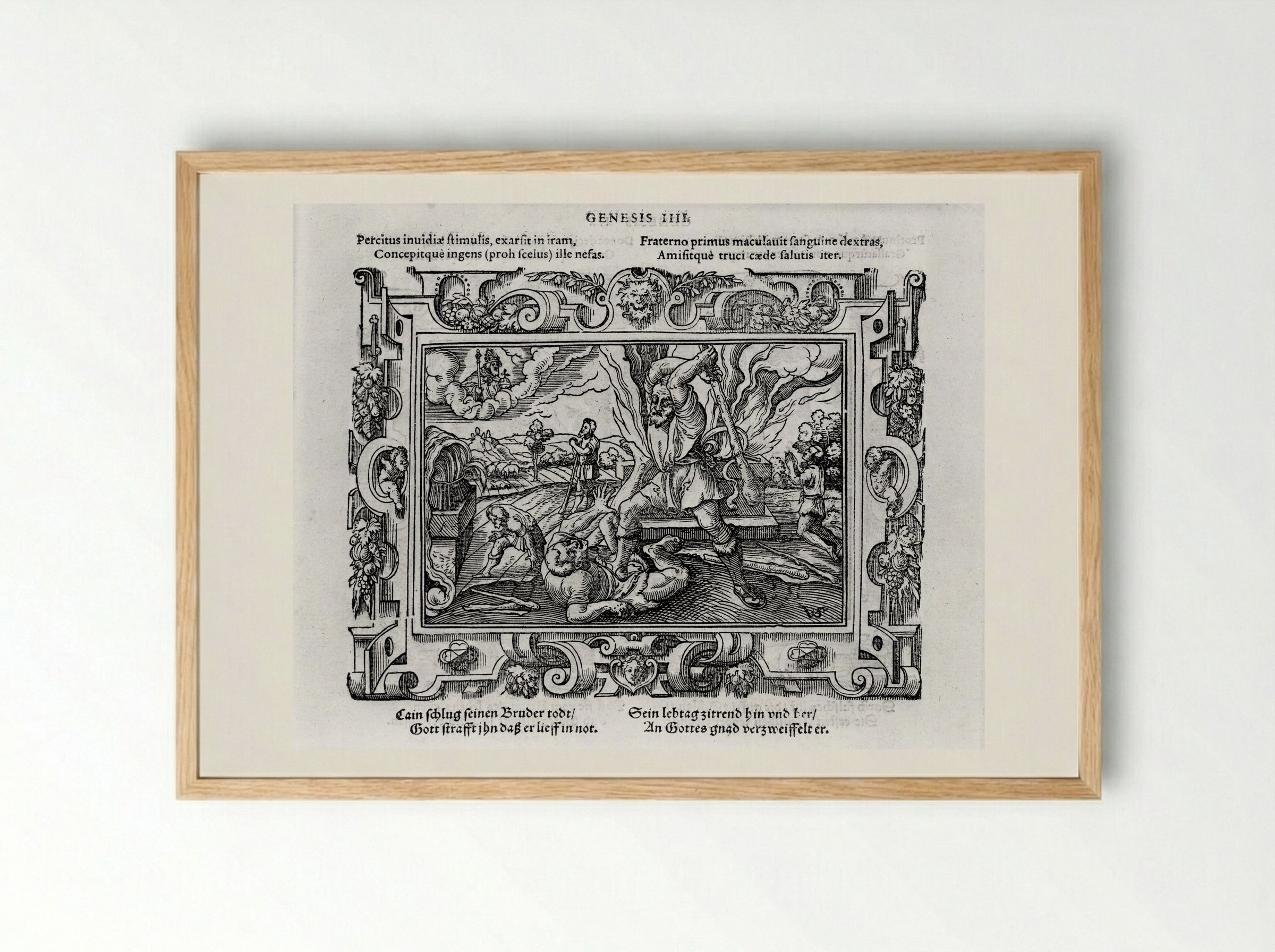 Cain Slaying Abel - Virgil Solis - Framed Print Wood