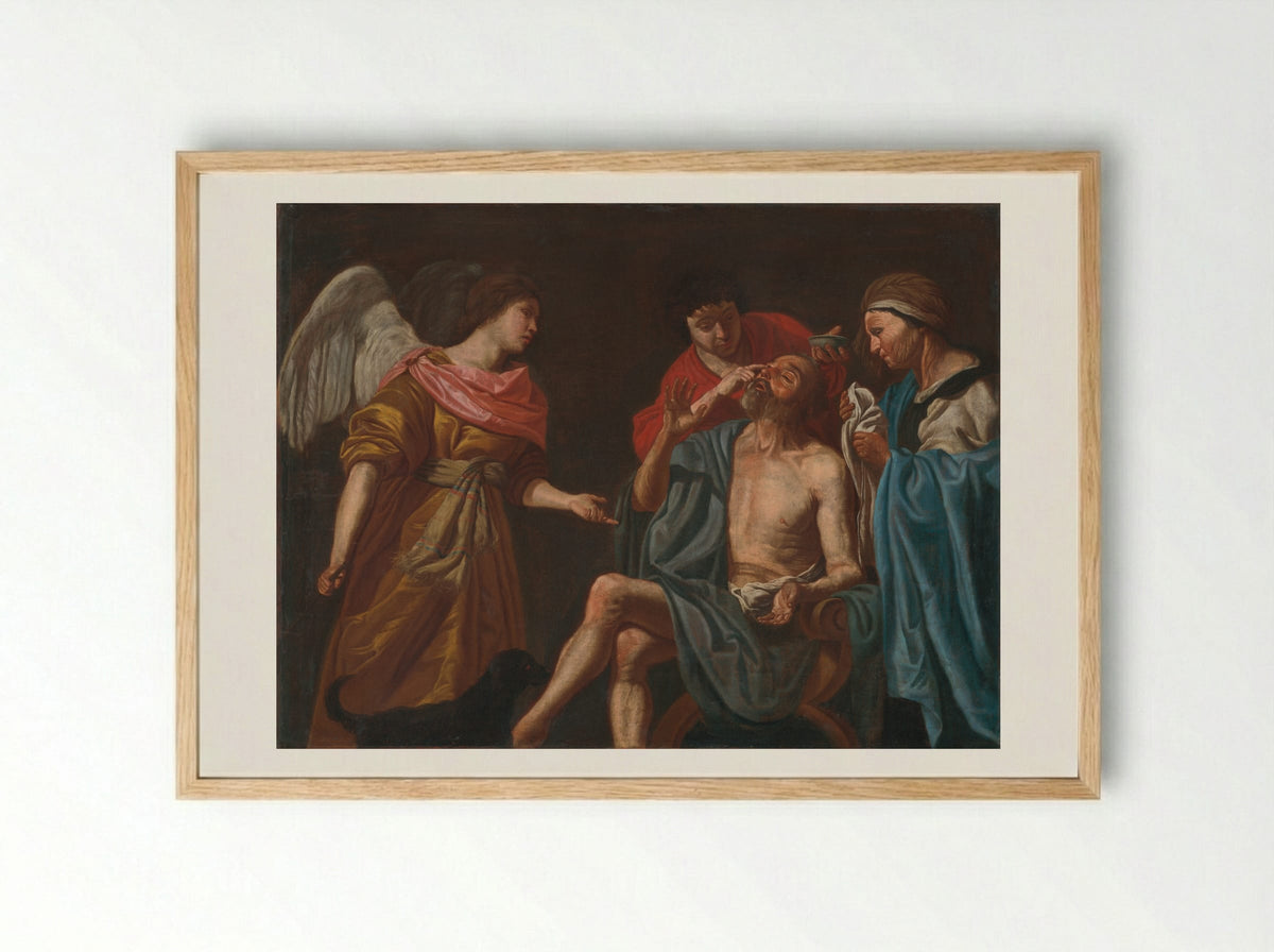 The Healing of Tobit - Matthias Stom - Framed Print Wood