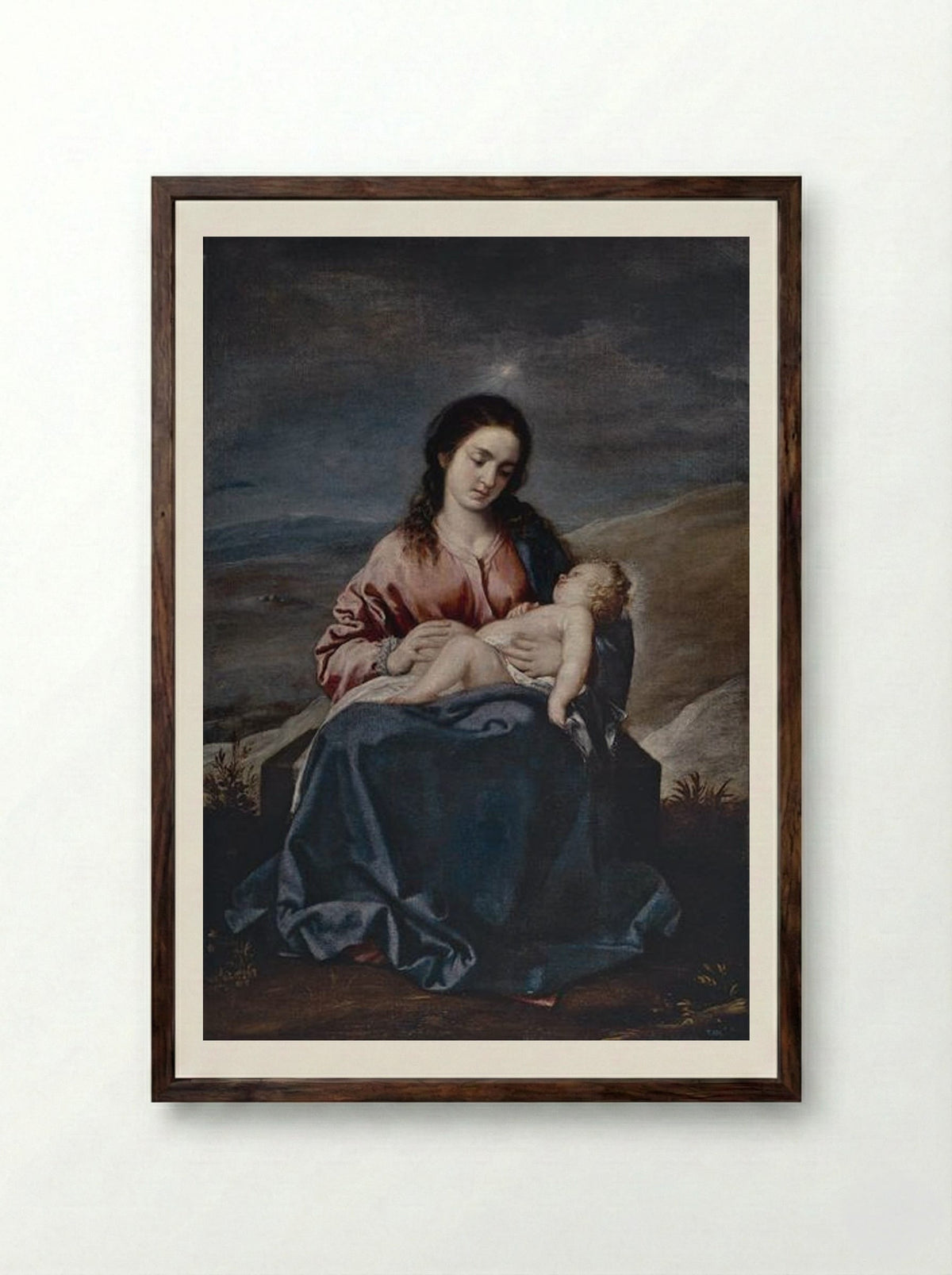 The Virgin and Child - Alonso Cano - Framed Print Dark Wood