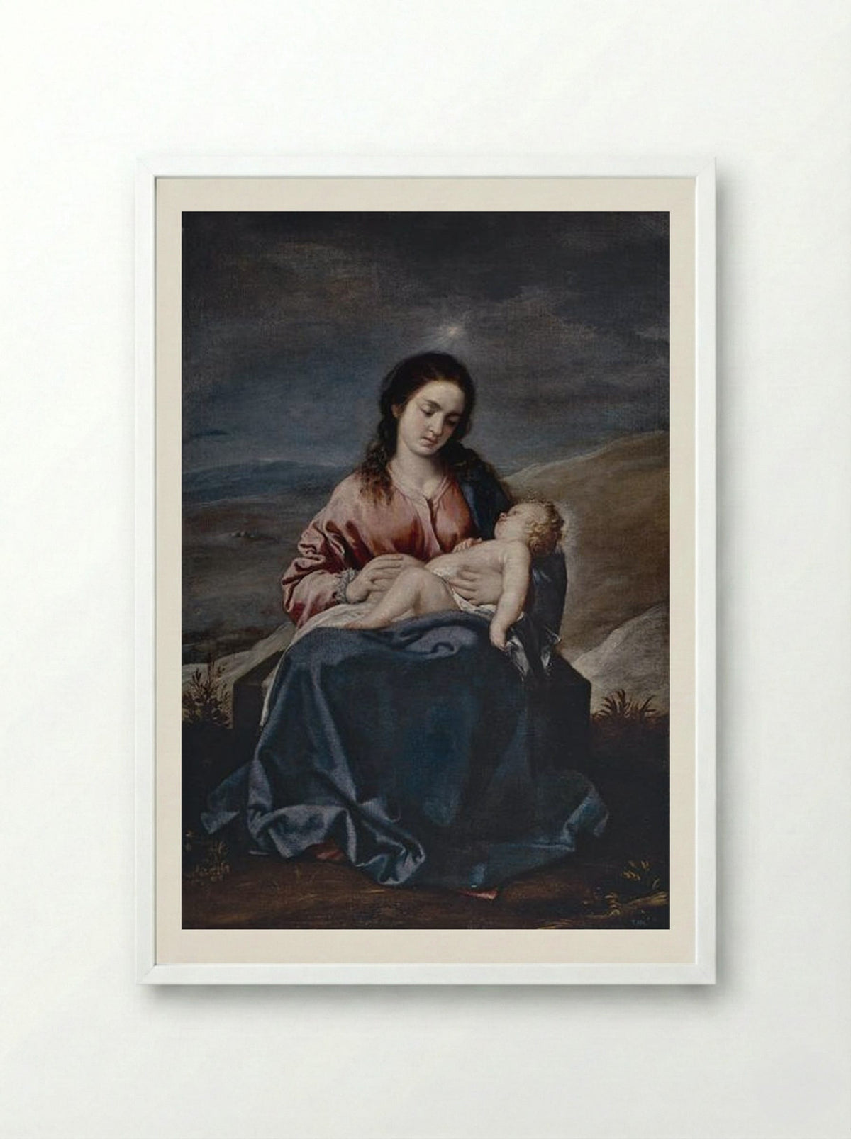 The Virgin and Child - Alonso Cano - Framed Print White