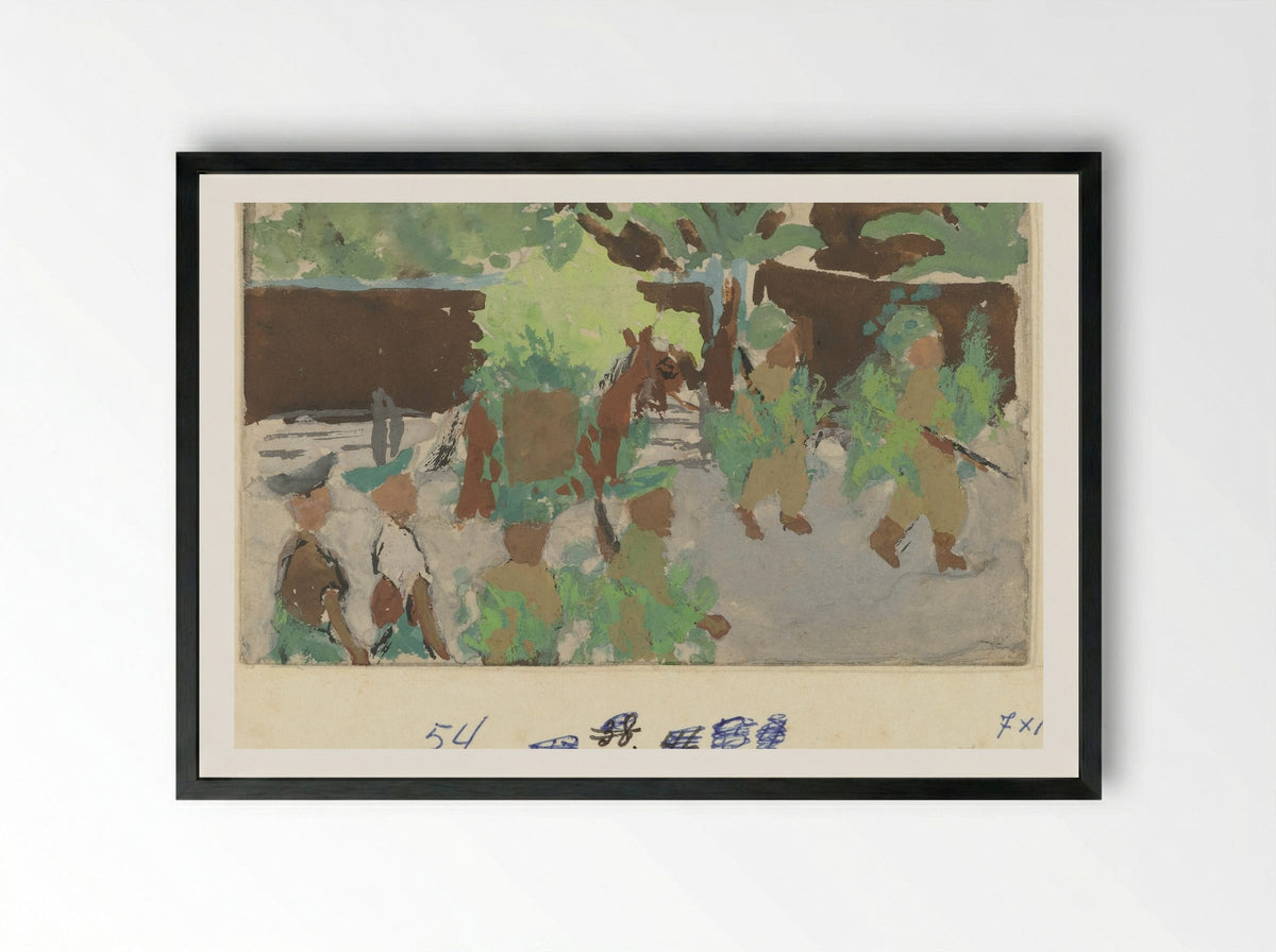 Republikeinse troepen keren terug om meer munitie te halen - Mohammad Toha Adimidjojo - Framed Print Black