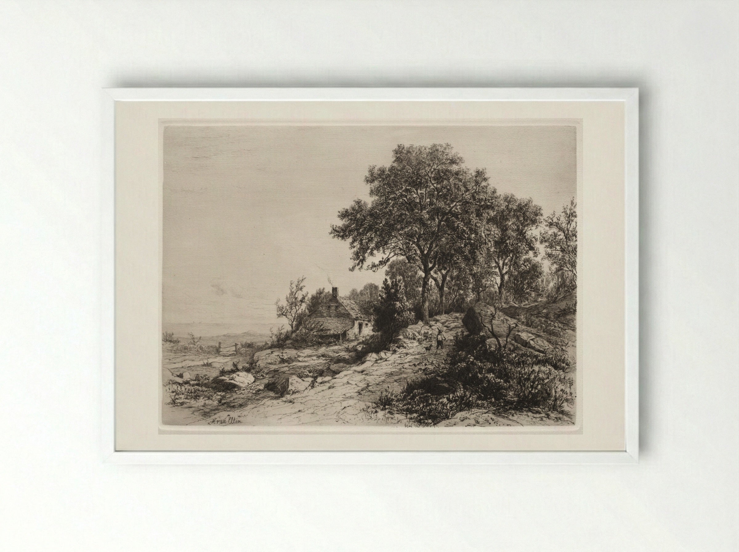 Cottage by the Sea - Hendrik Dirk Kruseman van Elten - Framed Print White