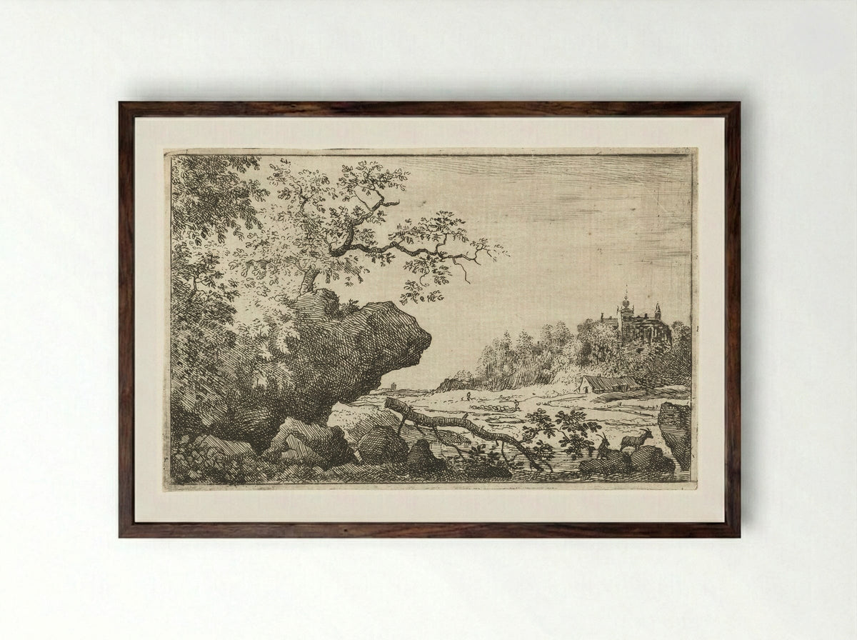 Landschap met afgevallen boomtak - Allaert van Everdingen - Framed Print Dark Wood