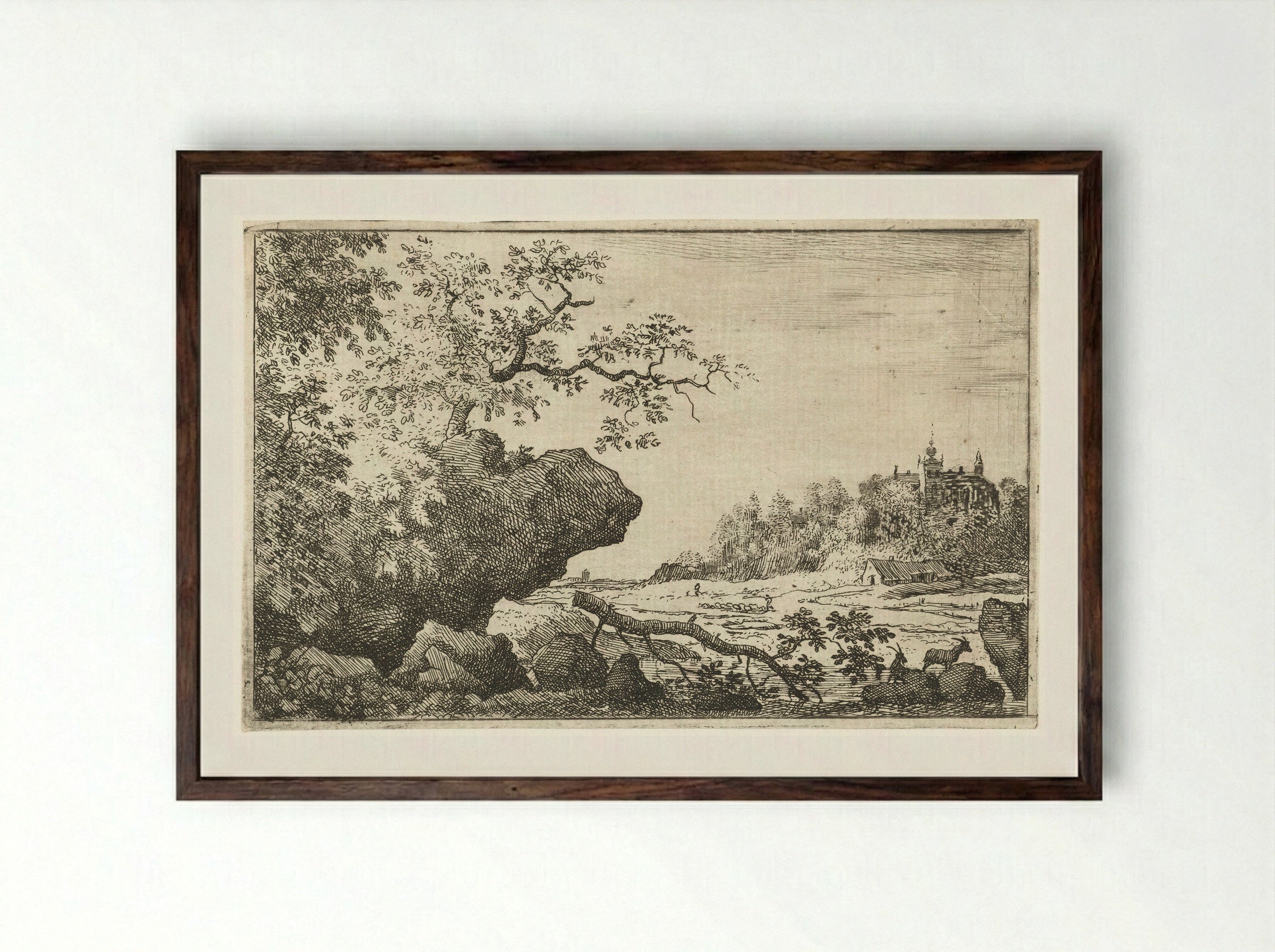 Landschap met afgevallen boomtak - Allaert van Everdingen - Framed Print Dark Wood