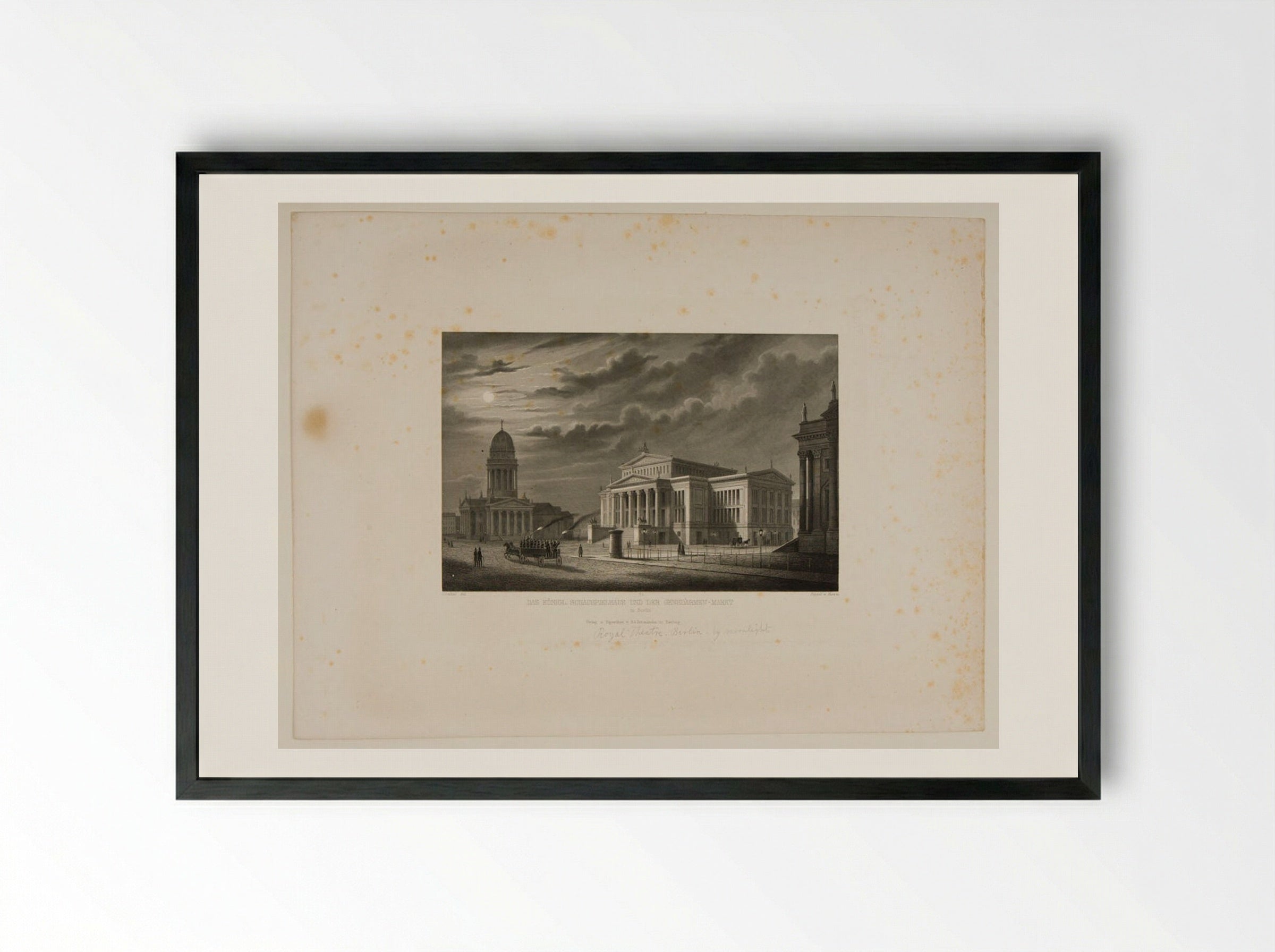 The Royal Theater and the Gensdarmes Market, Berlin - Johann Gabriel Friedrich Poppel - Framed Print Black