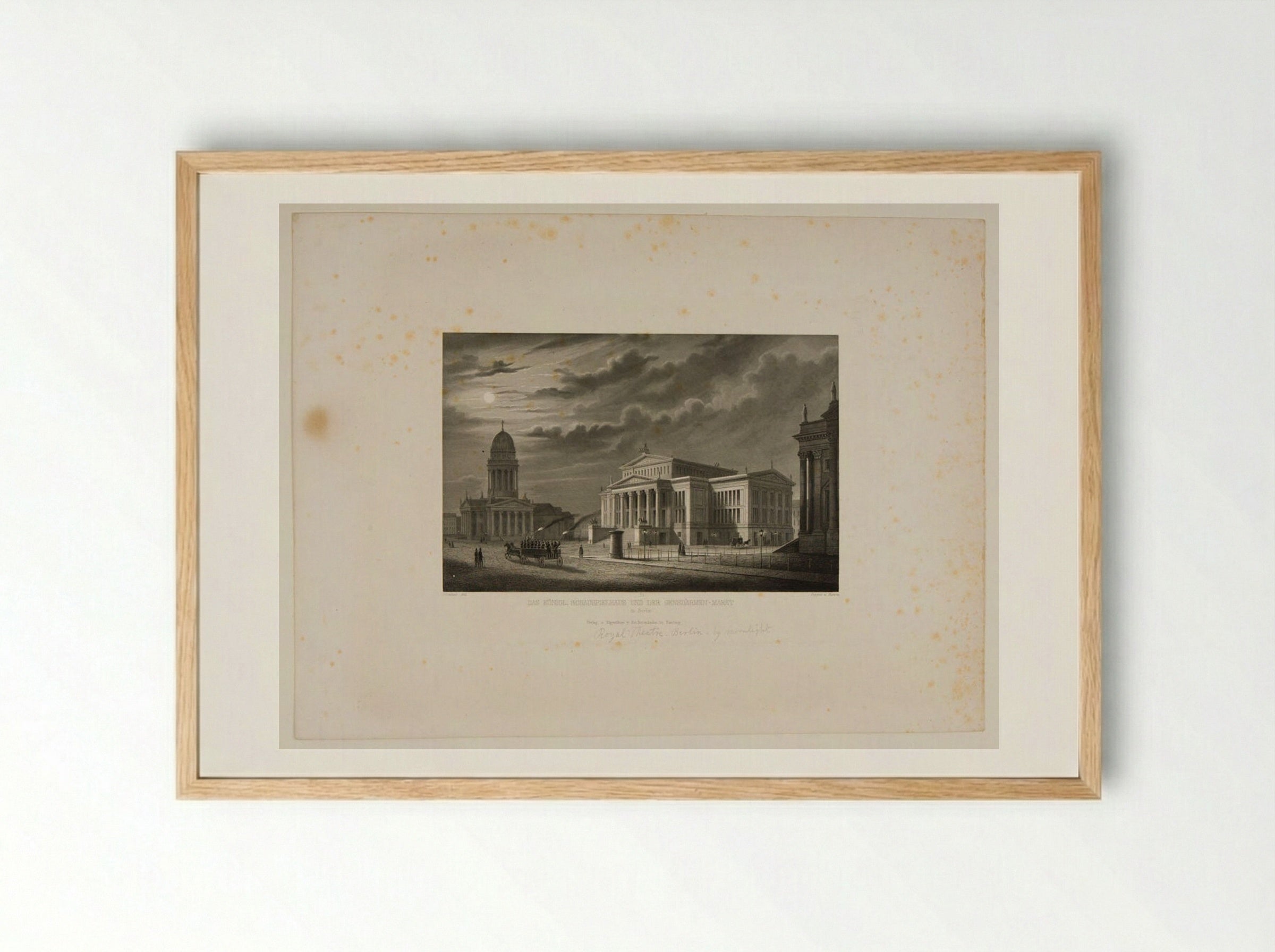 The Royal Theater and the Gensdarmes Market, Berlin - Johann Gabriel Friedrich Poppel - Framed Print Wood
