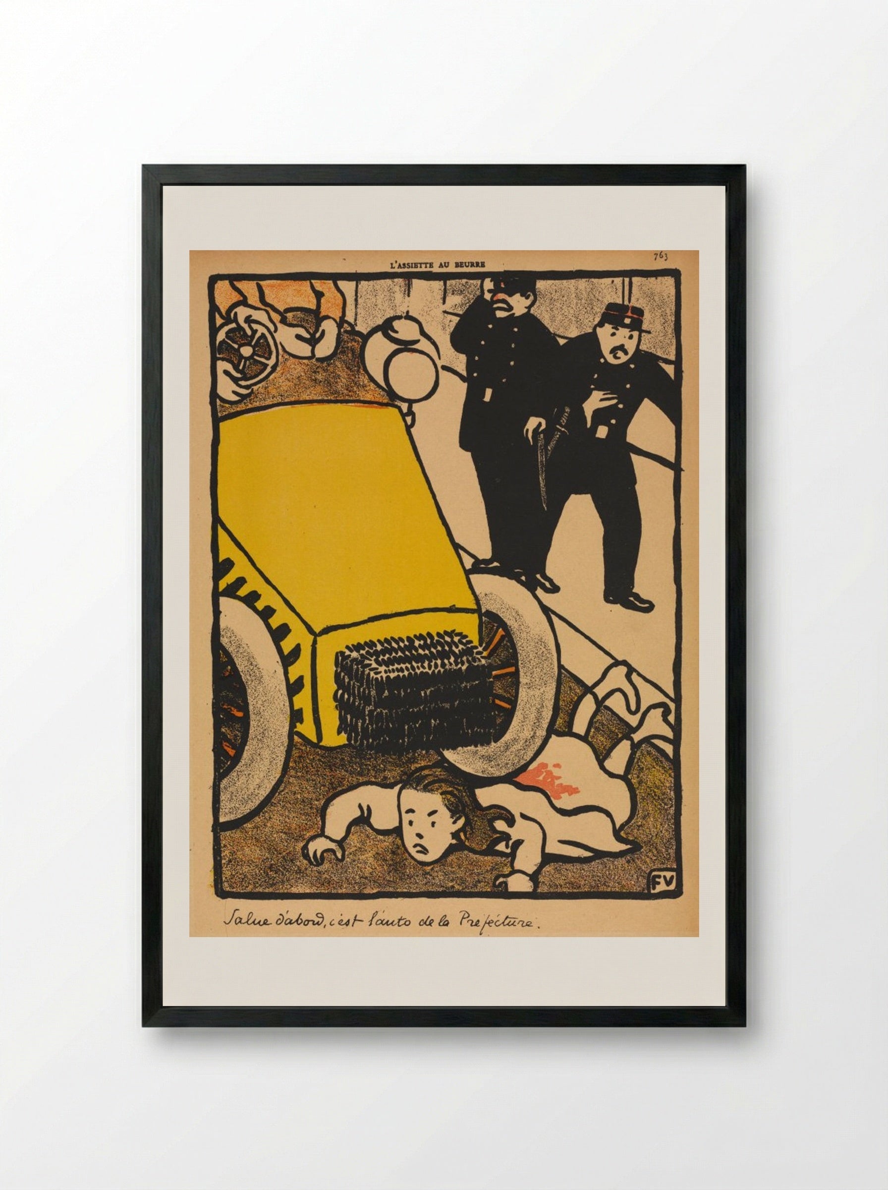 Salue d'abord, c'est l'auto de la Préfecture - Félix Vallotton - Framed Print Black