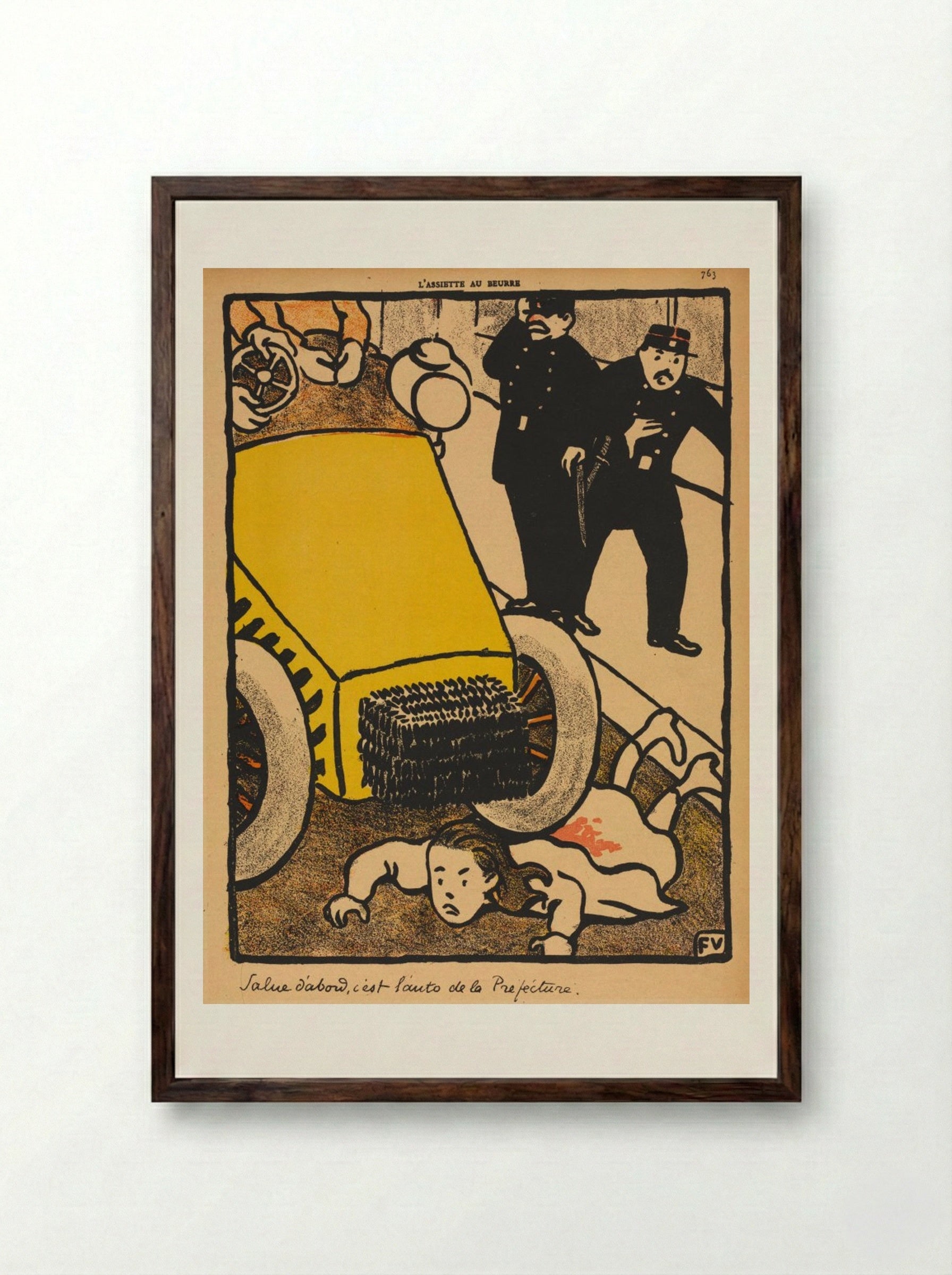 Salue d'abord, c'est l'auto de la Préfecture - Félix Vallotton - Framed Print Dark Wood