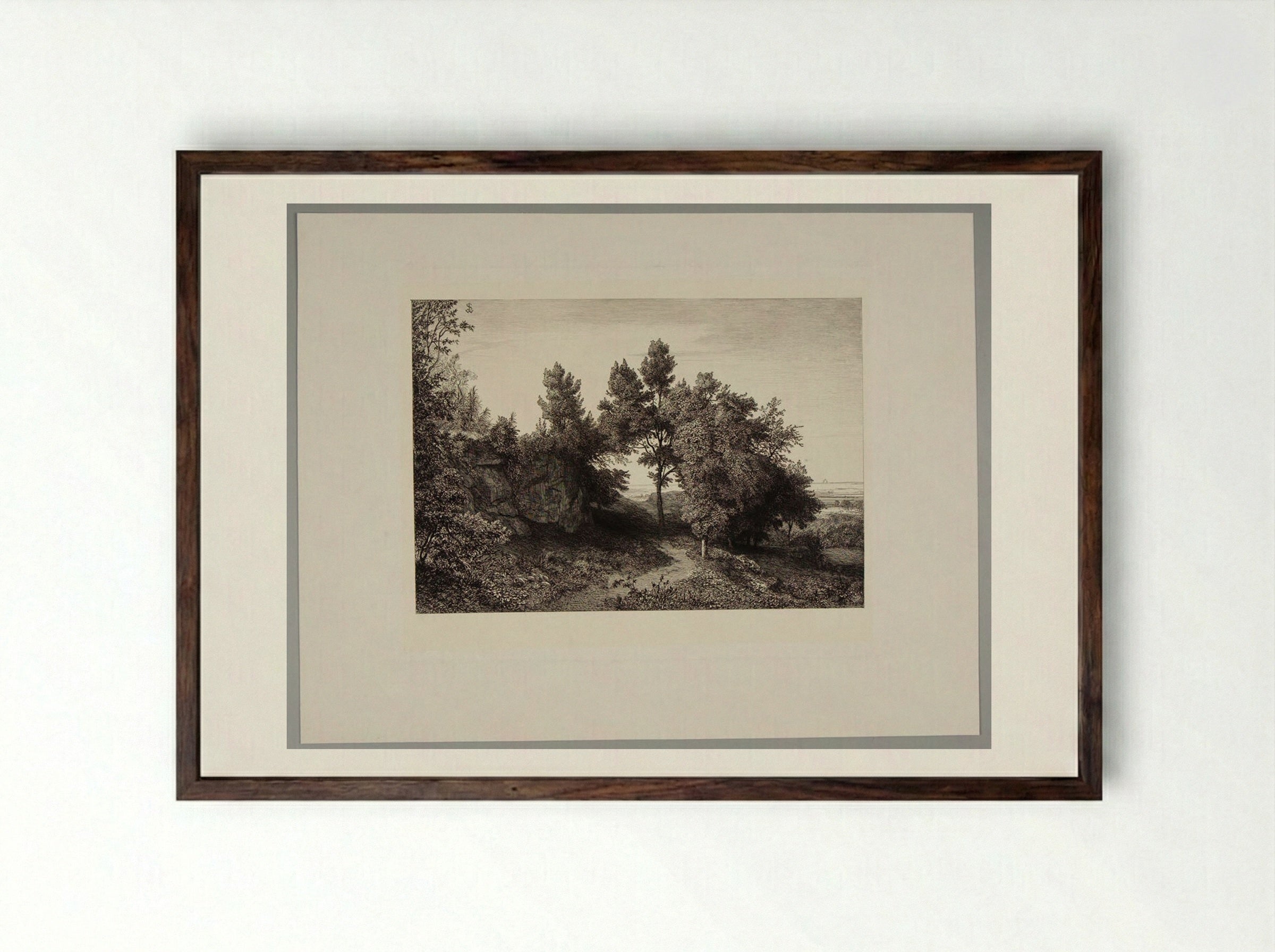 Evening with Albano - Johann Wilhelm Schirmer - Framed Print Dark Wood