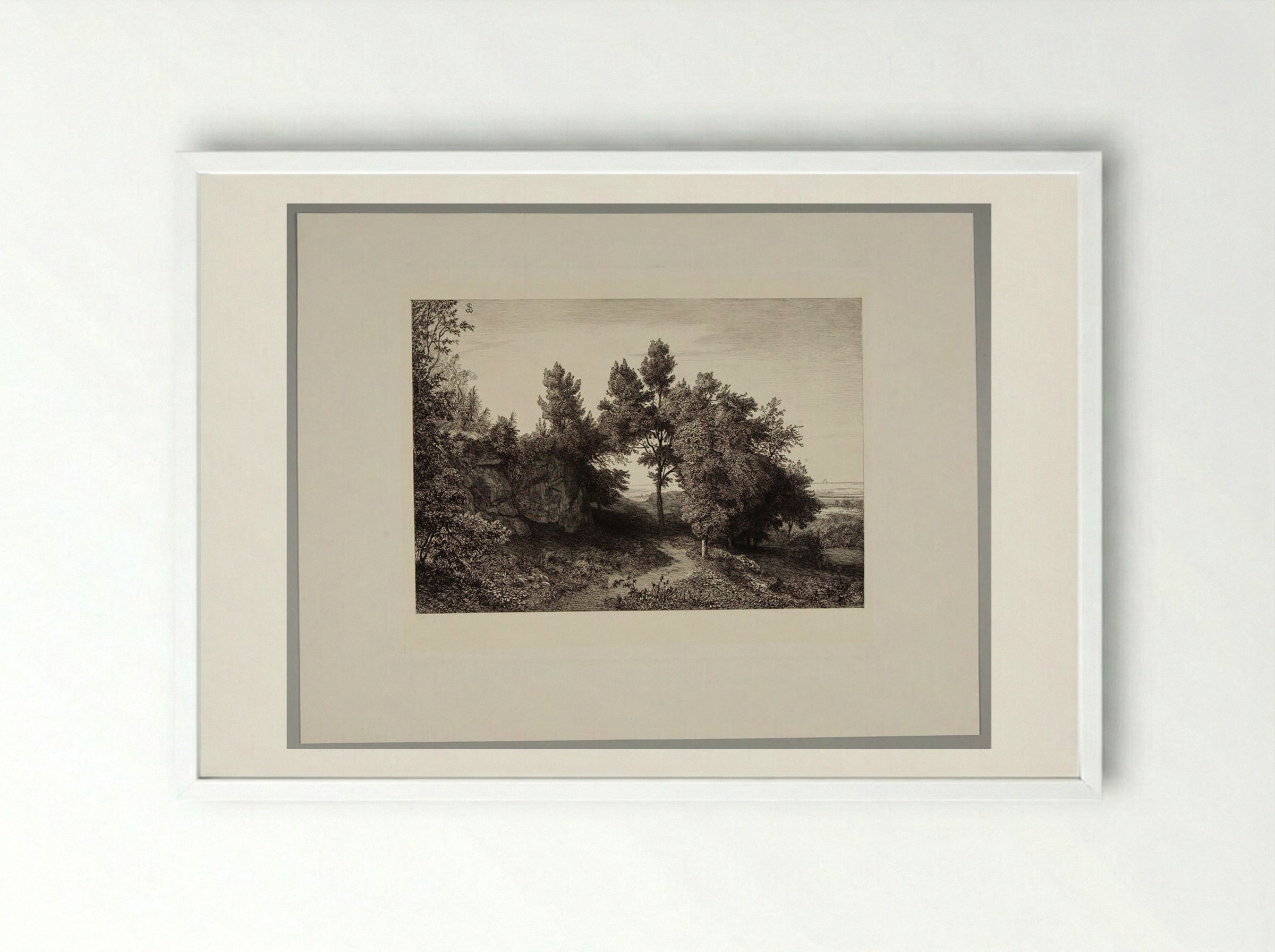 Evening with Albano - Johann Wilhelm Schirmer - Framed Print White