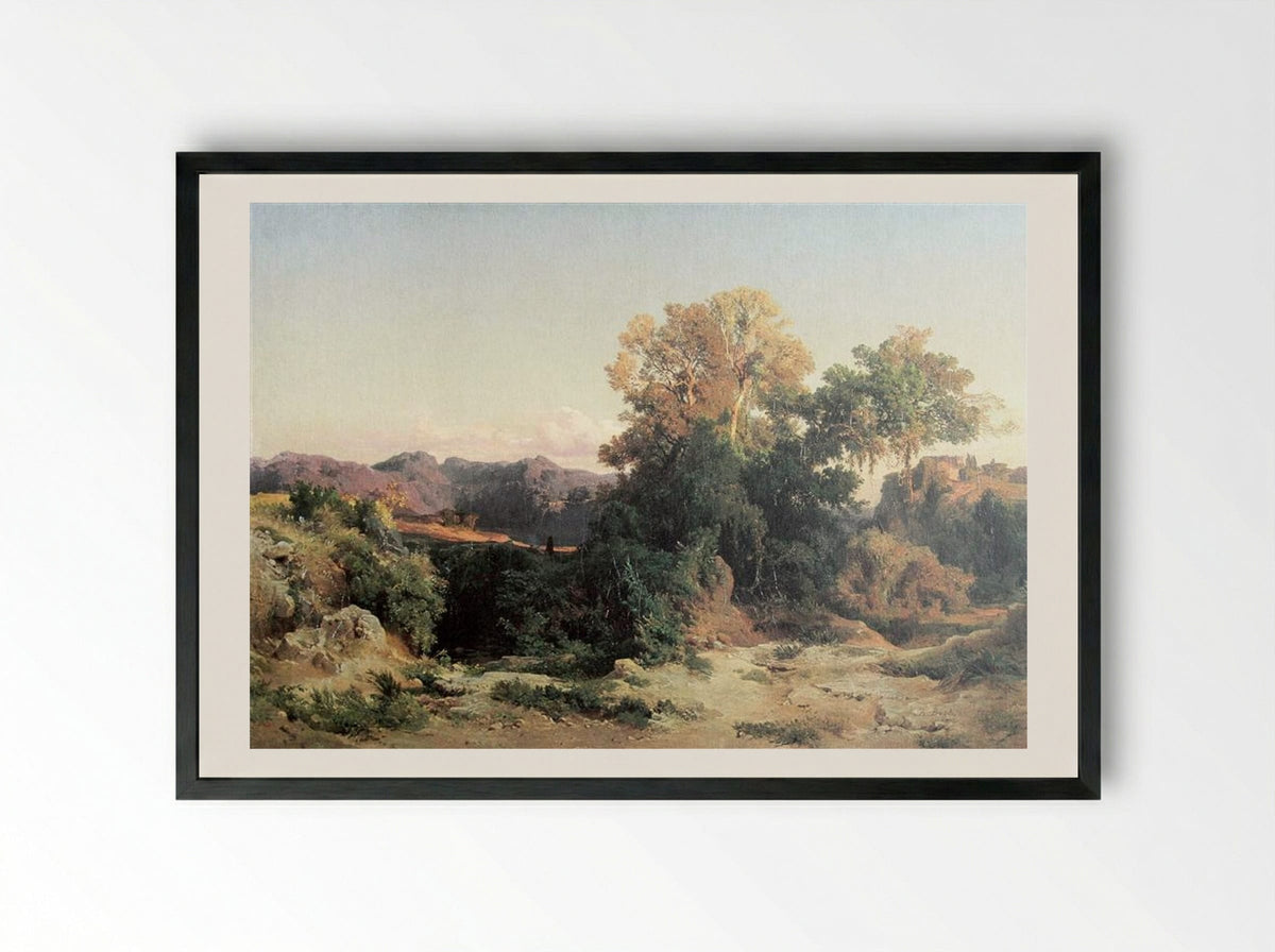 At Alban Hills - Arnold Böcklin - Framed Print Black