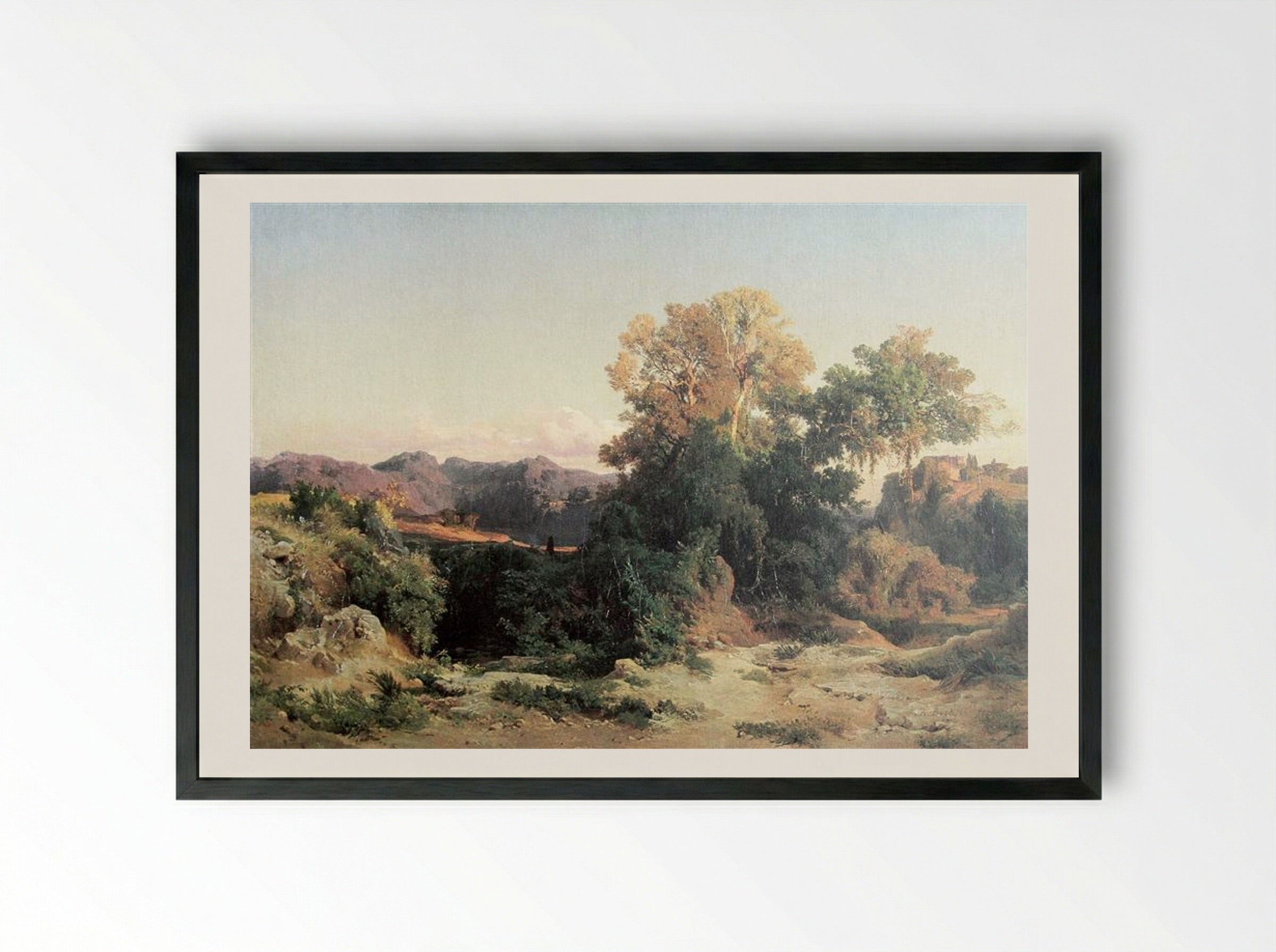 At Alban Hills - Arnold Böcklin - Framed Print Black