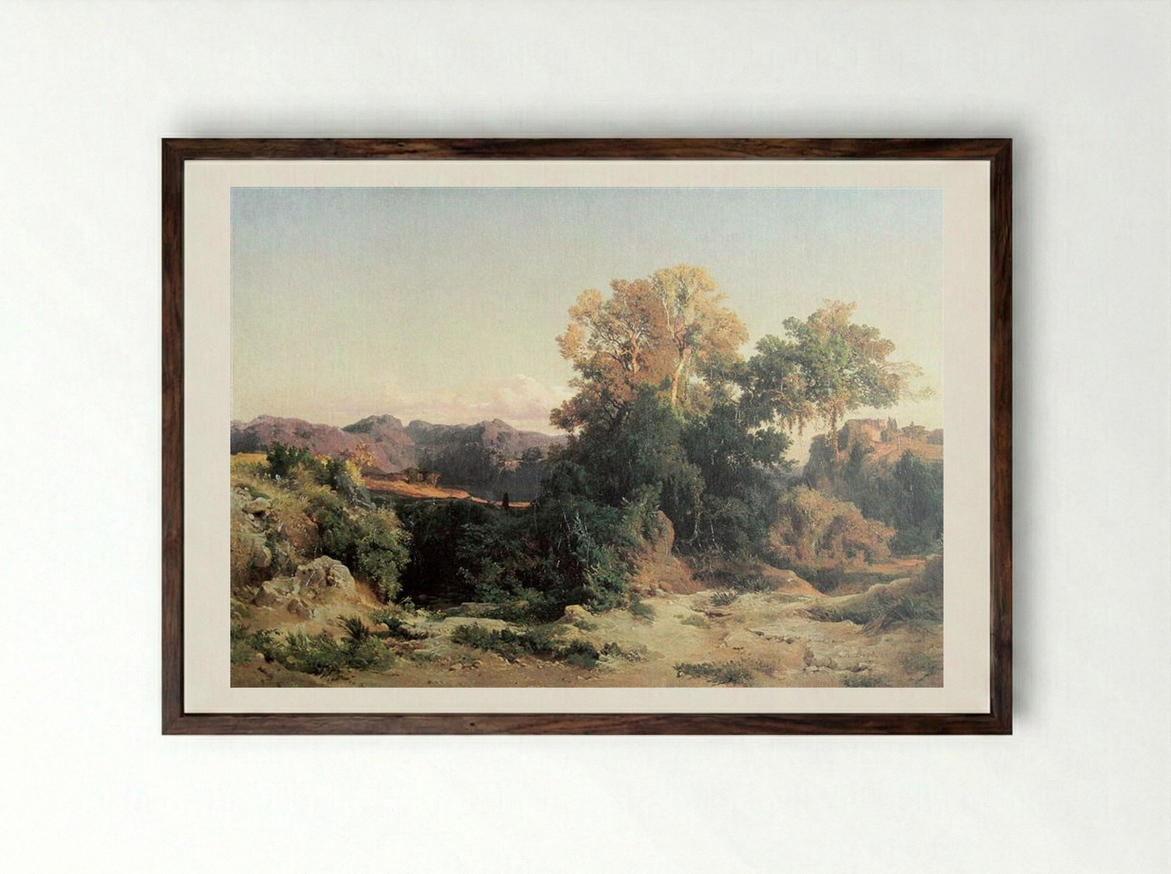 At Alban Hills - Arnold Böcklin - Framed Print Dark Wood