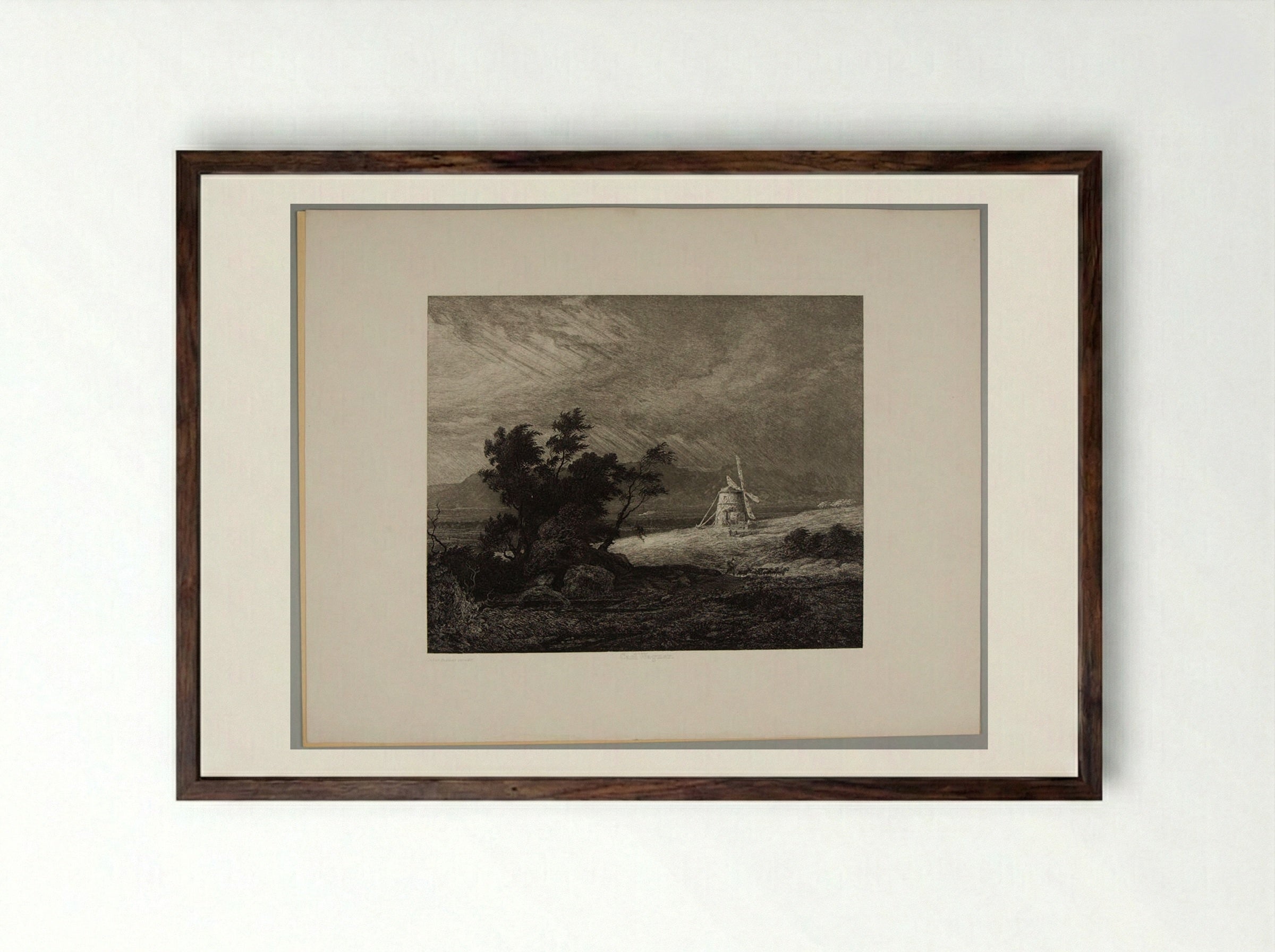 Windmill - Carl Wagner - Framed Print Dark Wood