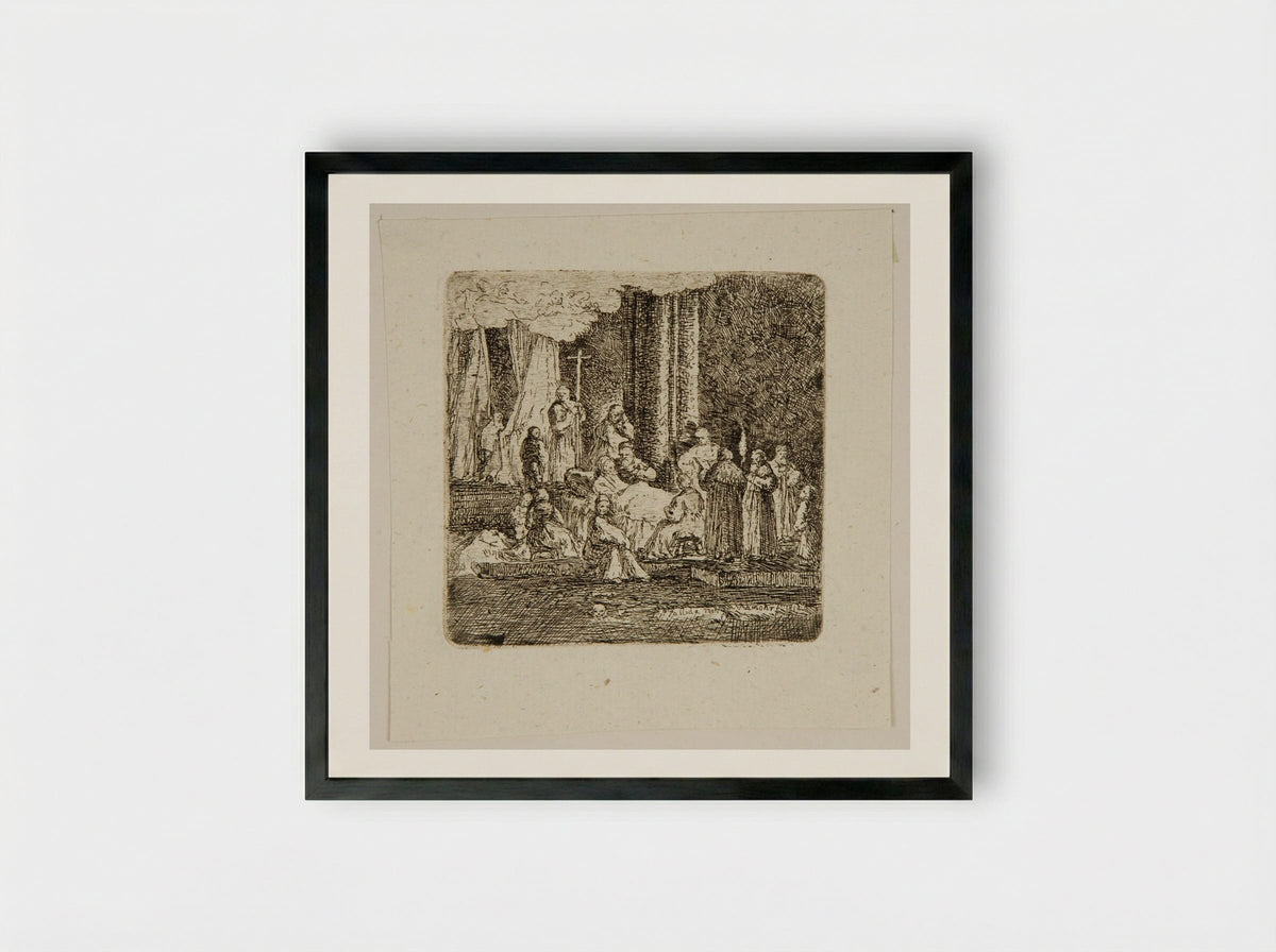 Deathbed - Carl Friedrich von Rumohr - Framed Print Black