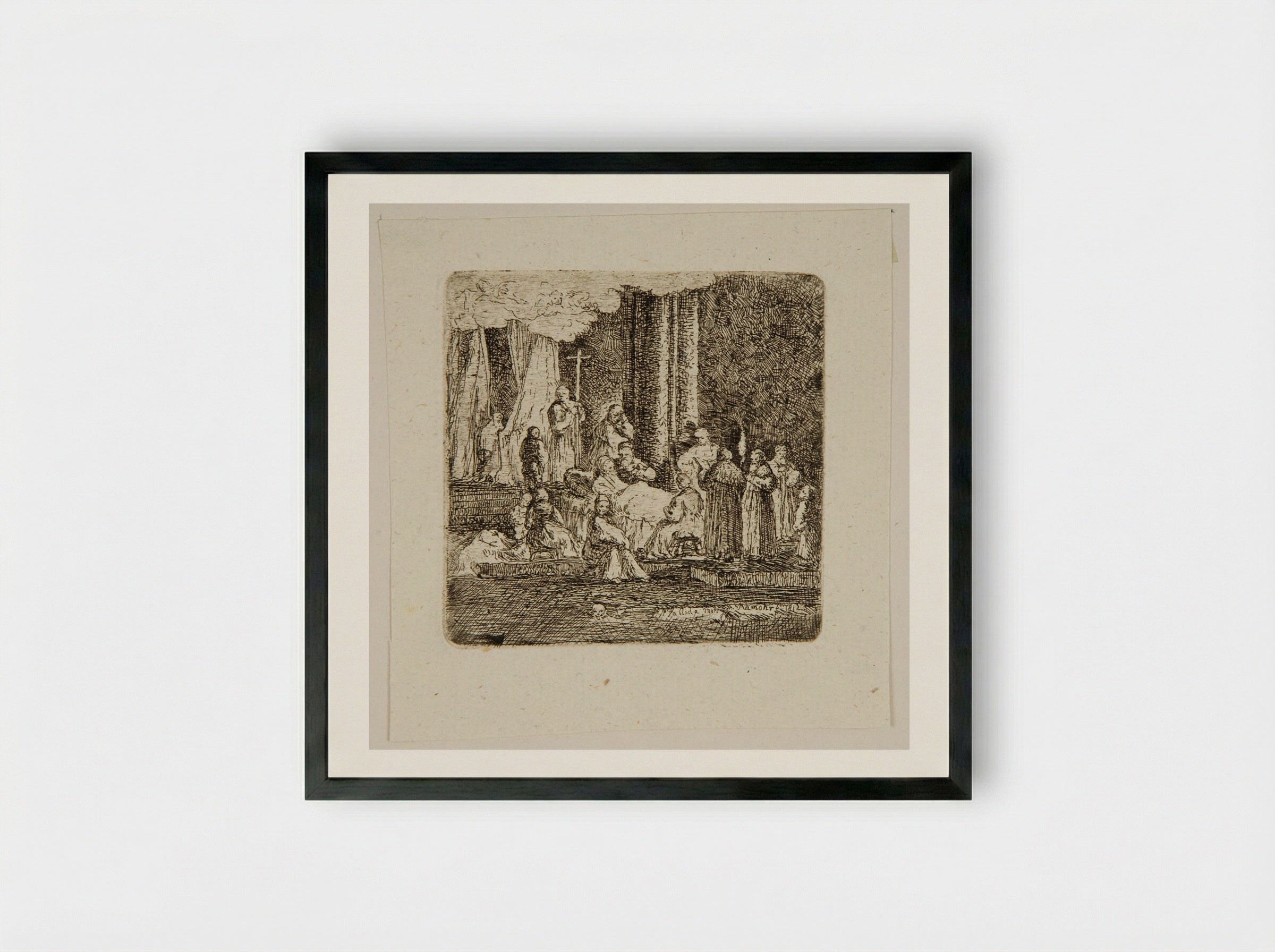 Deathbed - Carl Friedrich von Rumohr - Framed Print Black