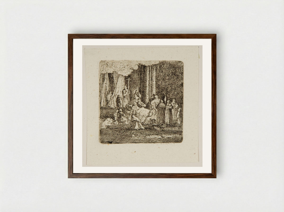 Deathbed - Carl Friedrich von Rumohr - Framed Print Dark Wood