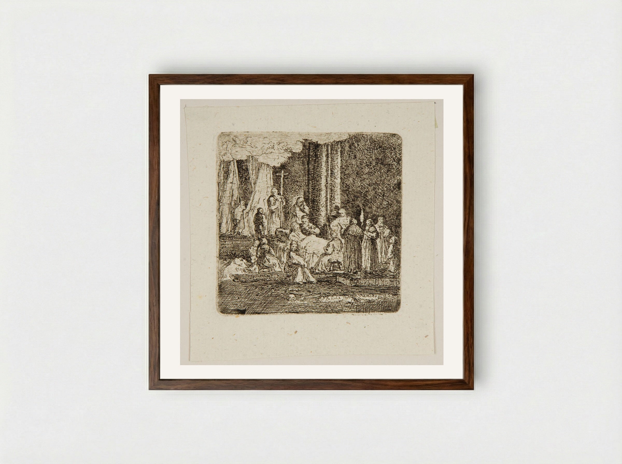 Deathbed - Carl Friedrich von Rumohr - Framed Print Dark Wood