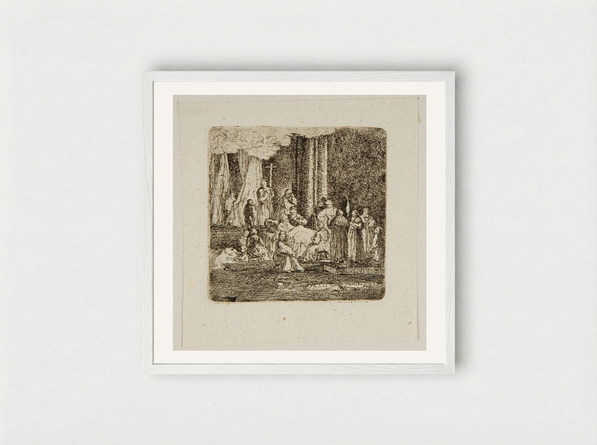 Deathbed - Carl Friedrich von Rumohr - Framed Print White