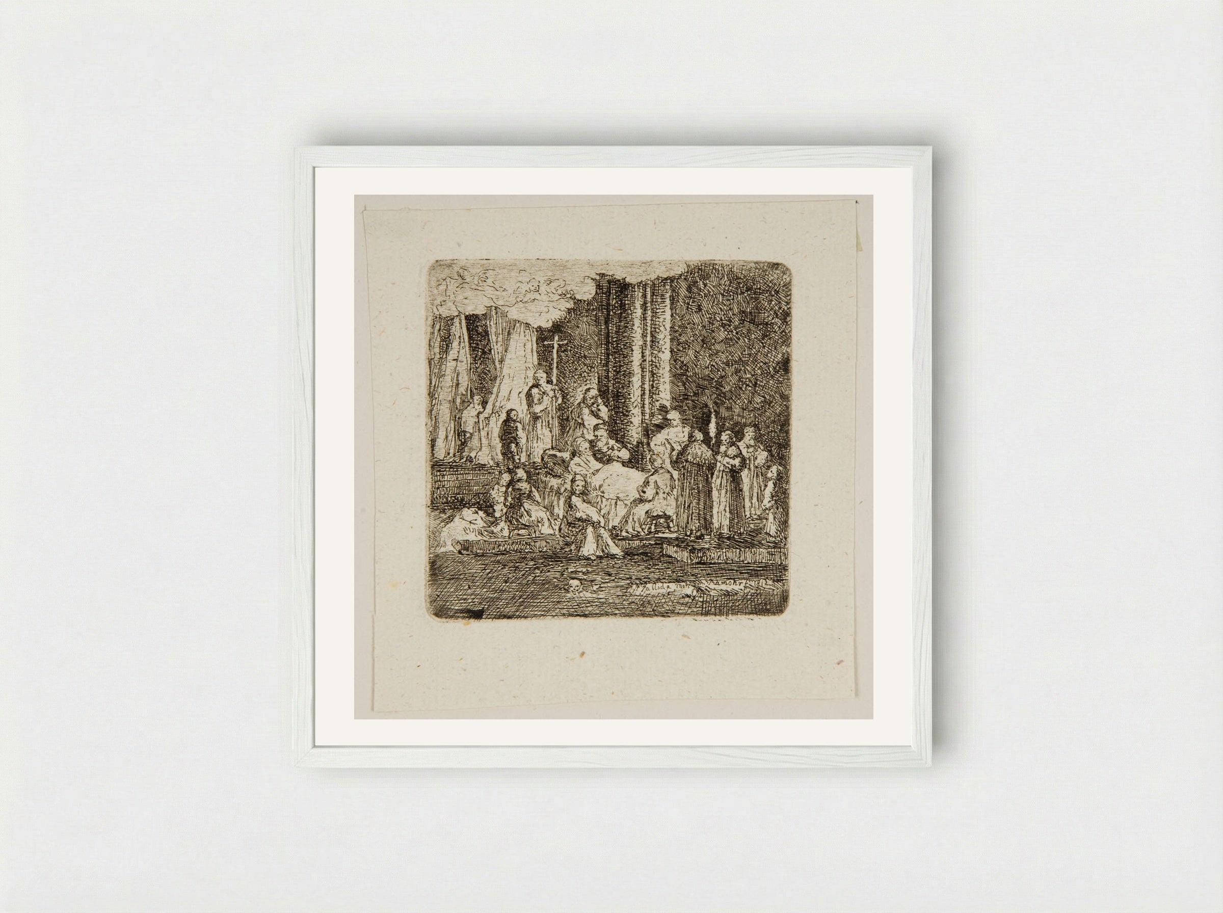 Deathbed - Carl Friedrich von Rumohr - Framed Print White
