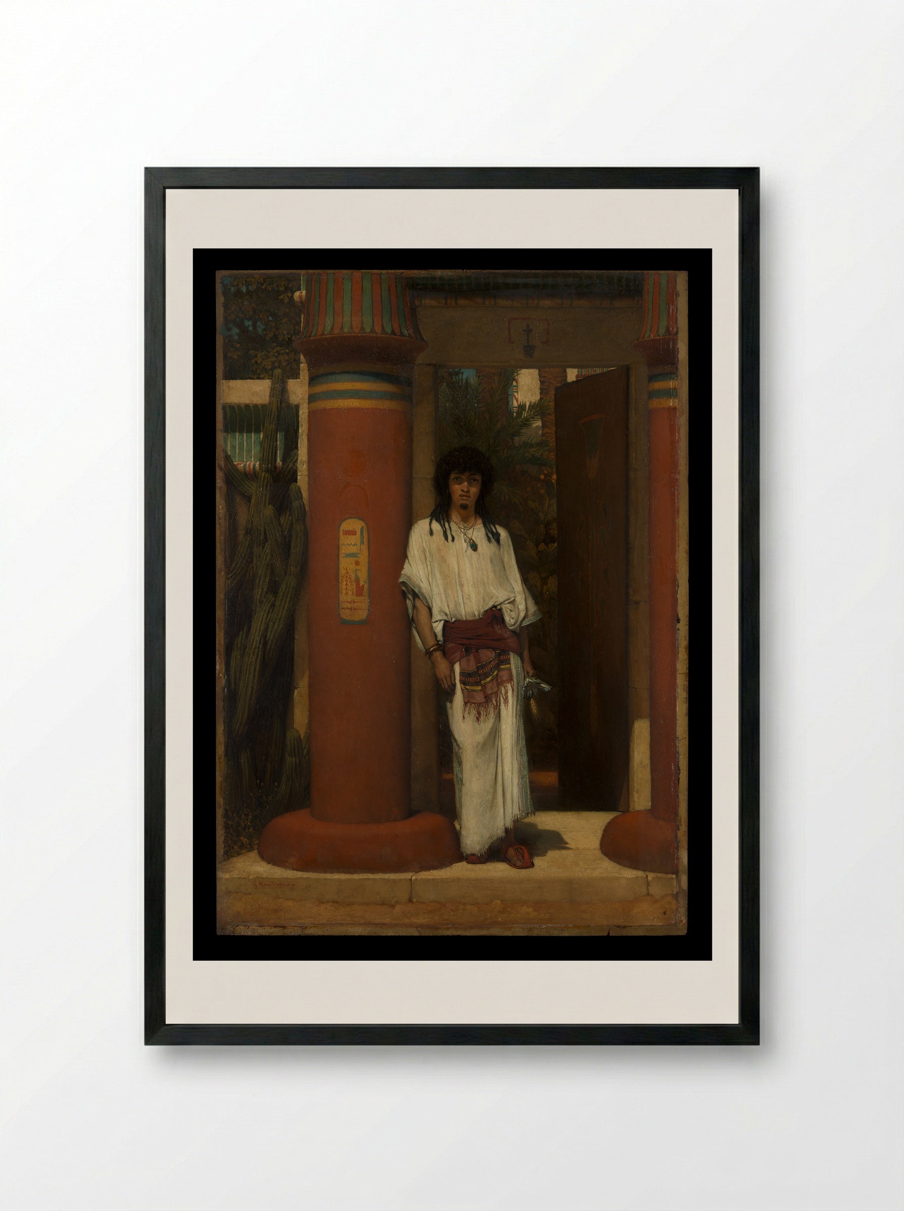 An Egyptian in a Doorway - Sir Lawrence Alma-Tadema - Framed Print Black