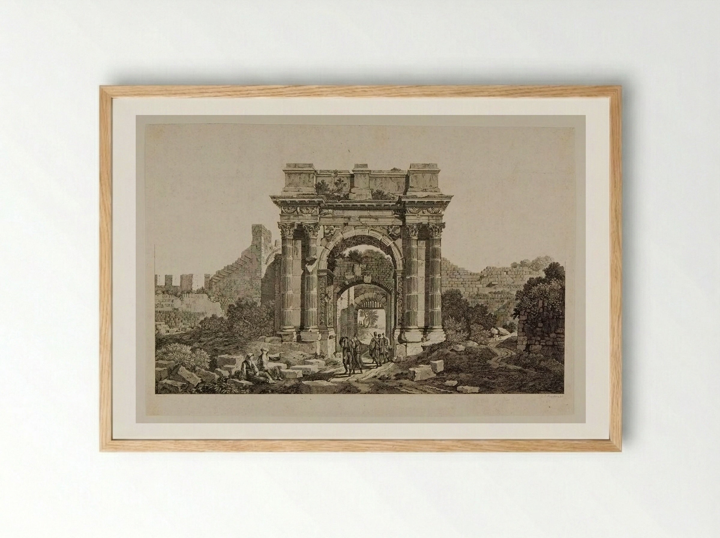 Ruins of a Roman Arch - Louis Joseph Masquelier - Framed Print Wood