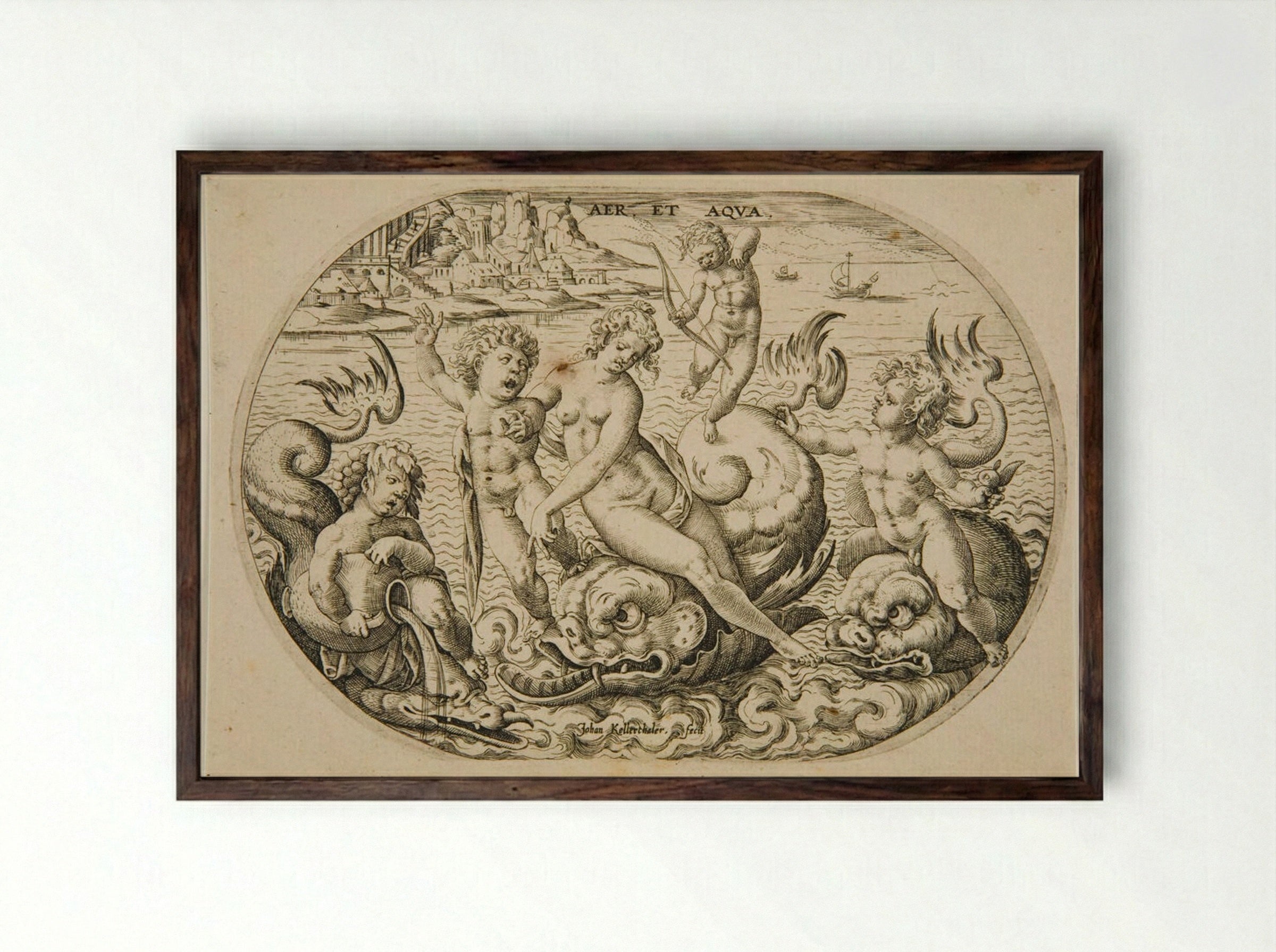 Air and Water - Johann Kellerthaler the Younger - Framed Print Dark Wood