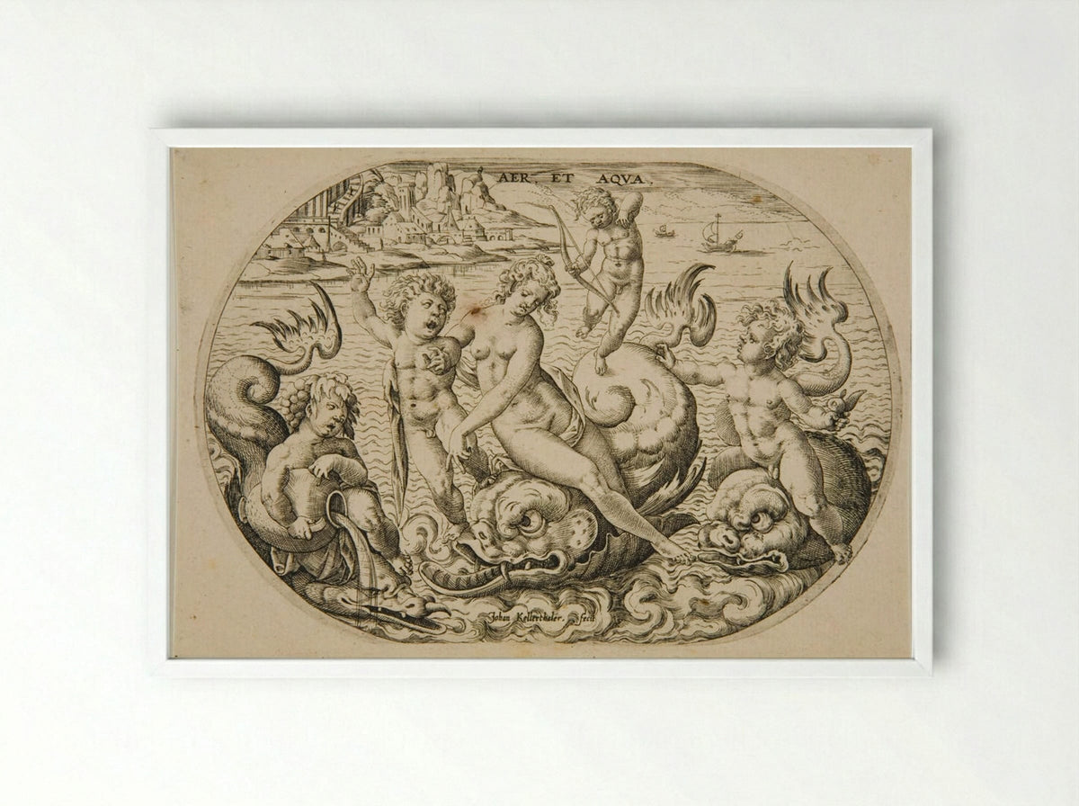 Air and Water - Johann Kellerthaler the Younger - Framed Print White