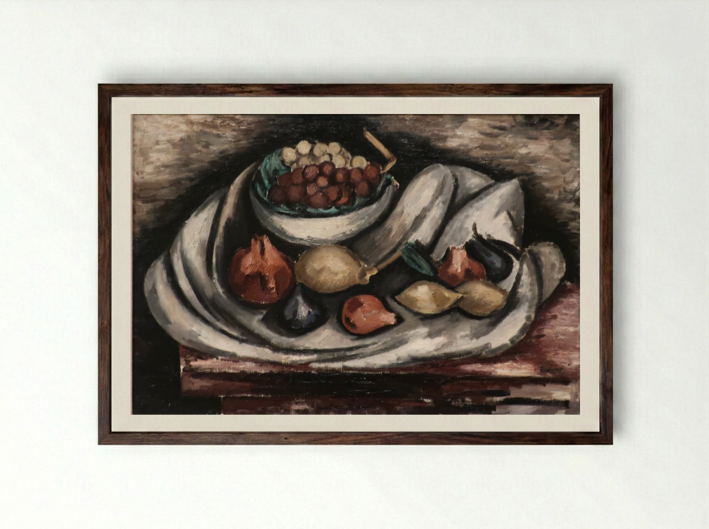 Still Life with Fruit - Marsden Hartley - Framed Print Dark Wood