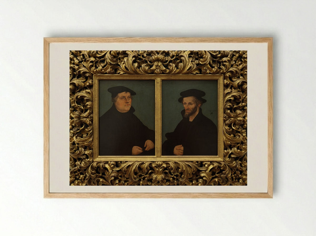 Martin Luther and Philipp Melanchthon - Lucas Cranach the Elder - Framed Print Wood