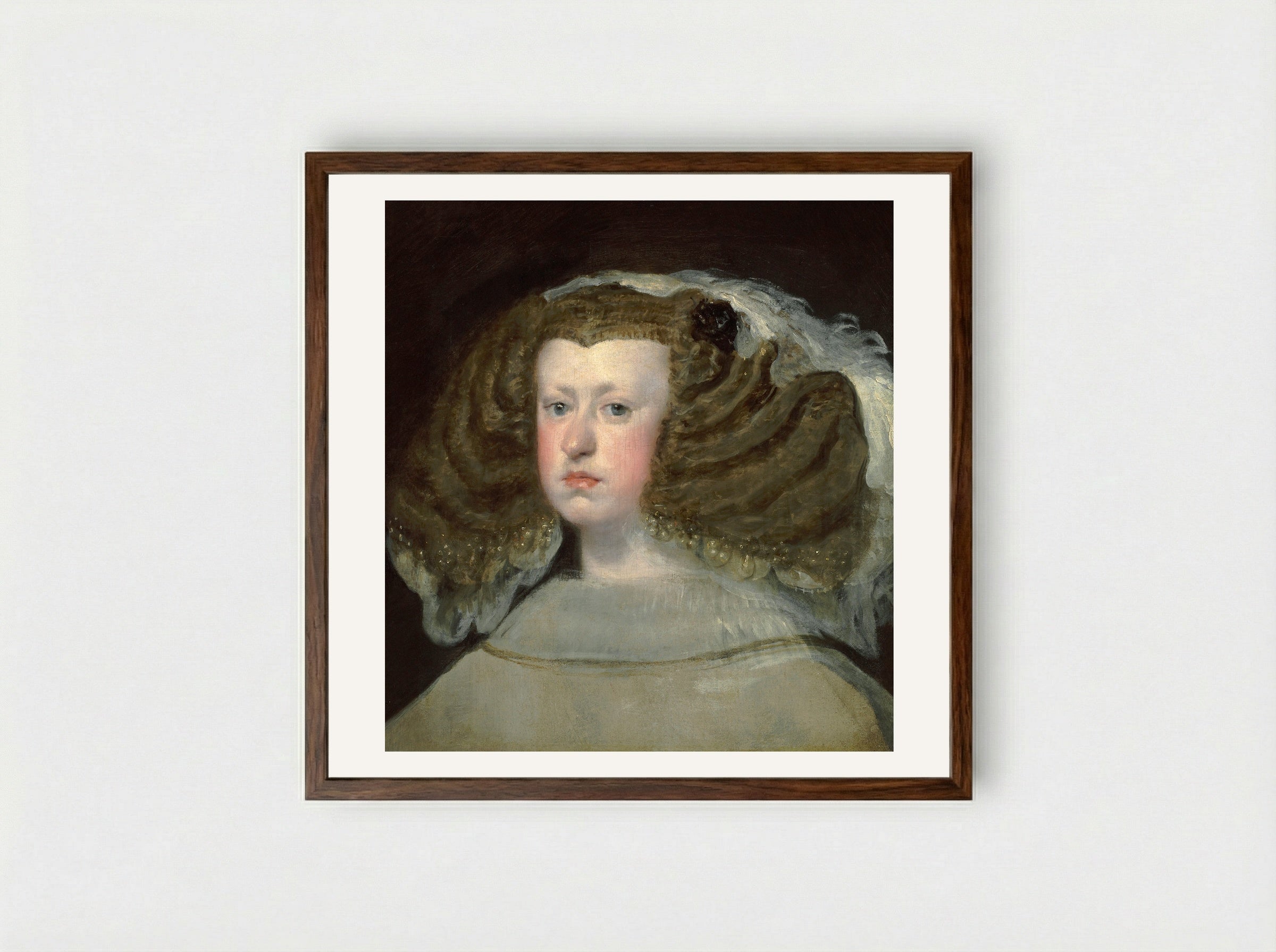 Mariana of Austria, Queen of Spain - Diego Velázquez - Framed Print Dark Wood