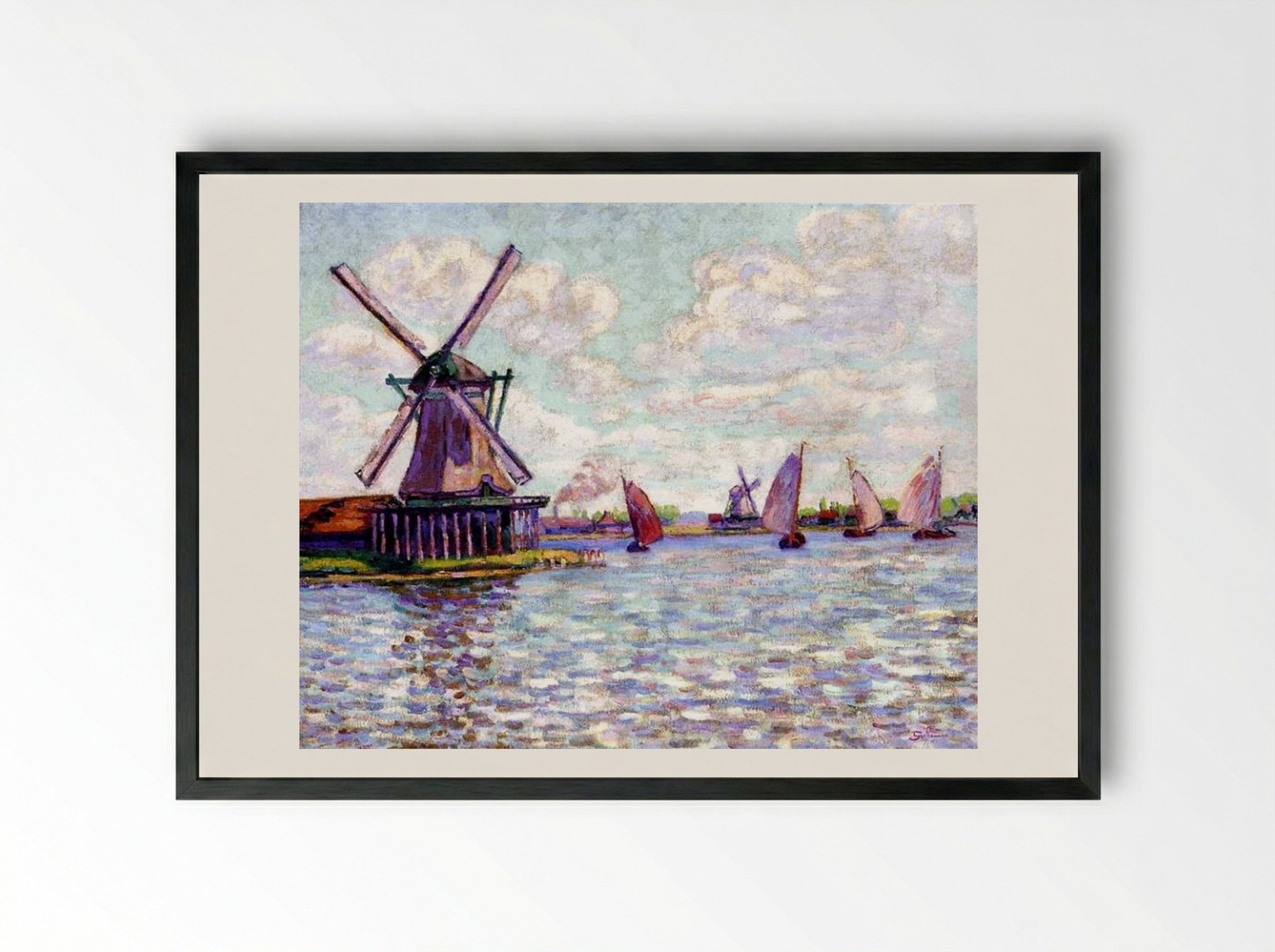 Moulins en Hollande - Armand Guillaumin - Framed Print Black