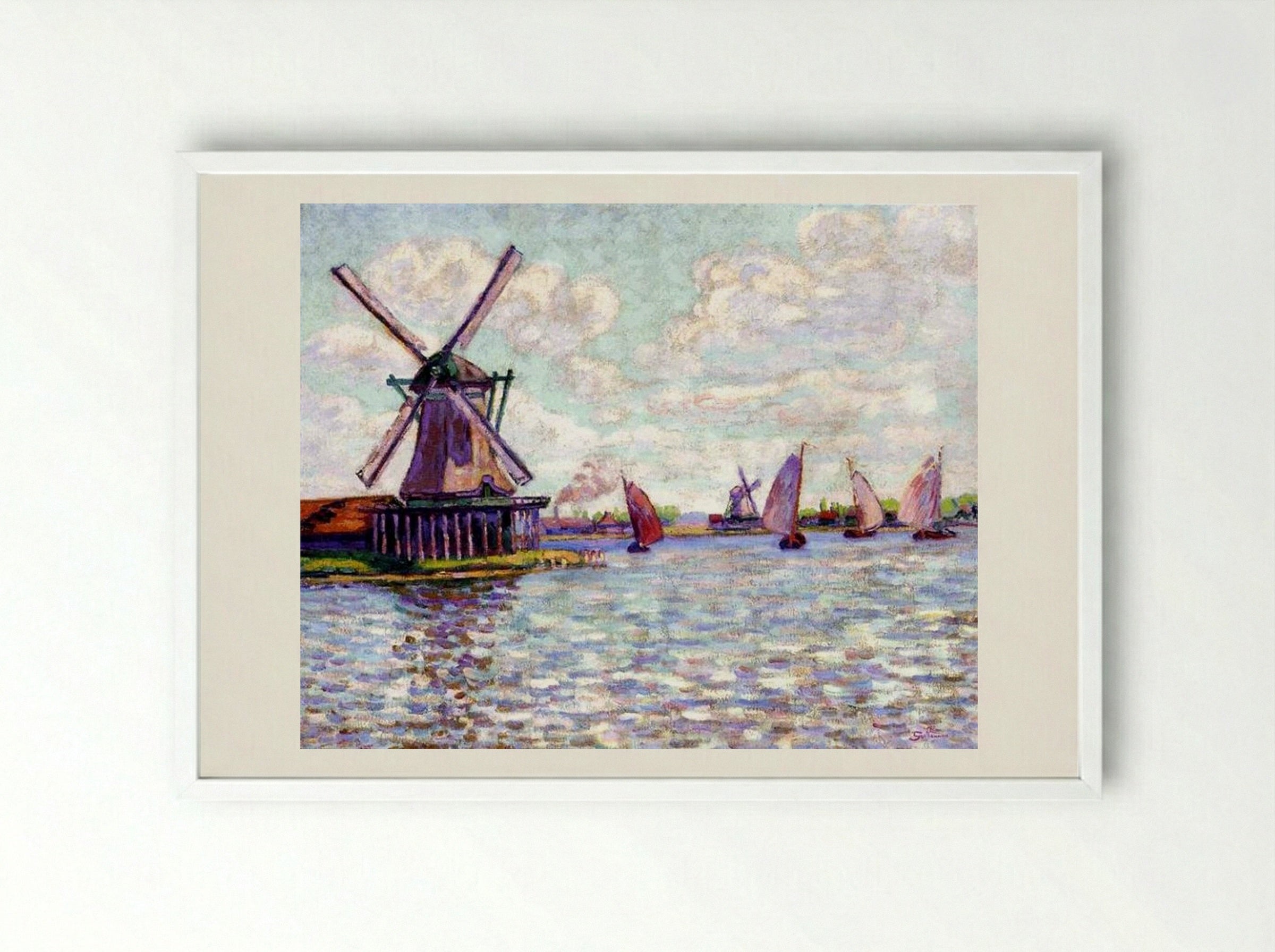 Moulins en Hollande - Armand Guillaumin - Framed Print White